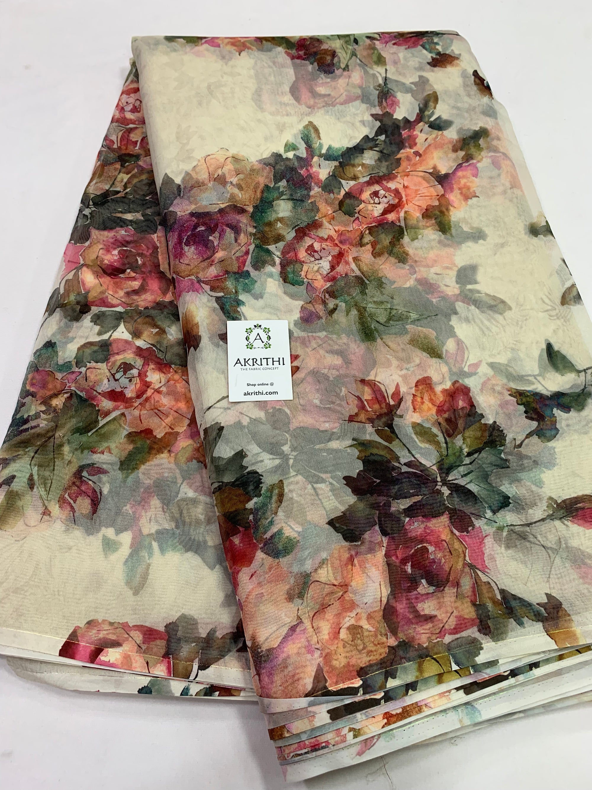 Digital floral Printed organza fabric