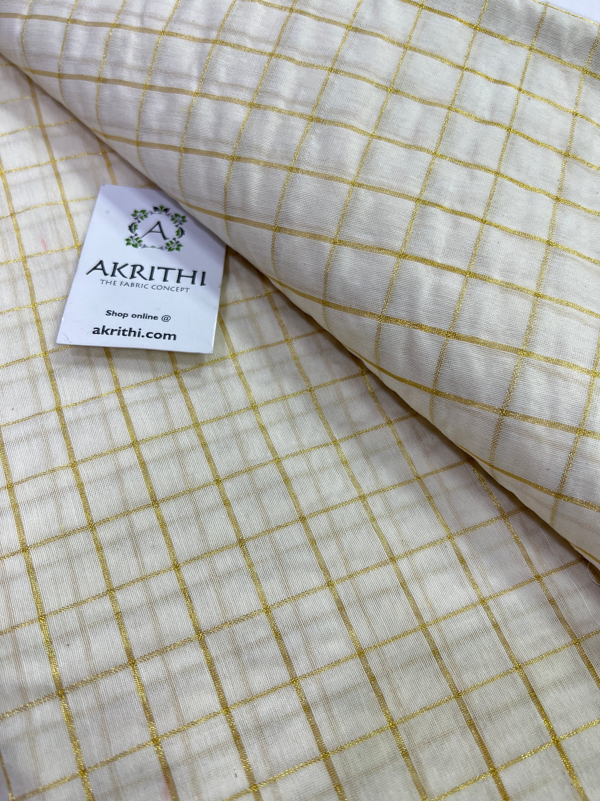 Dyeable Silk cotton with zari checks fabric