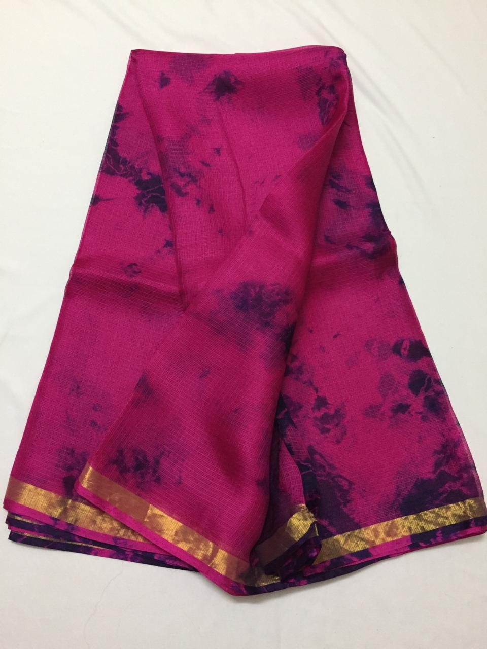 Tie and dye pure kota silk saree