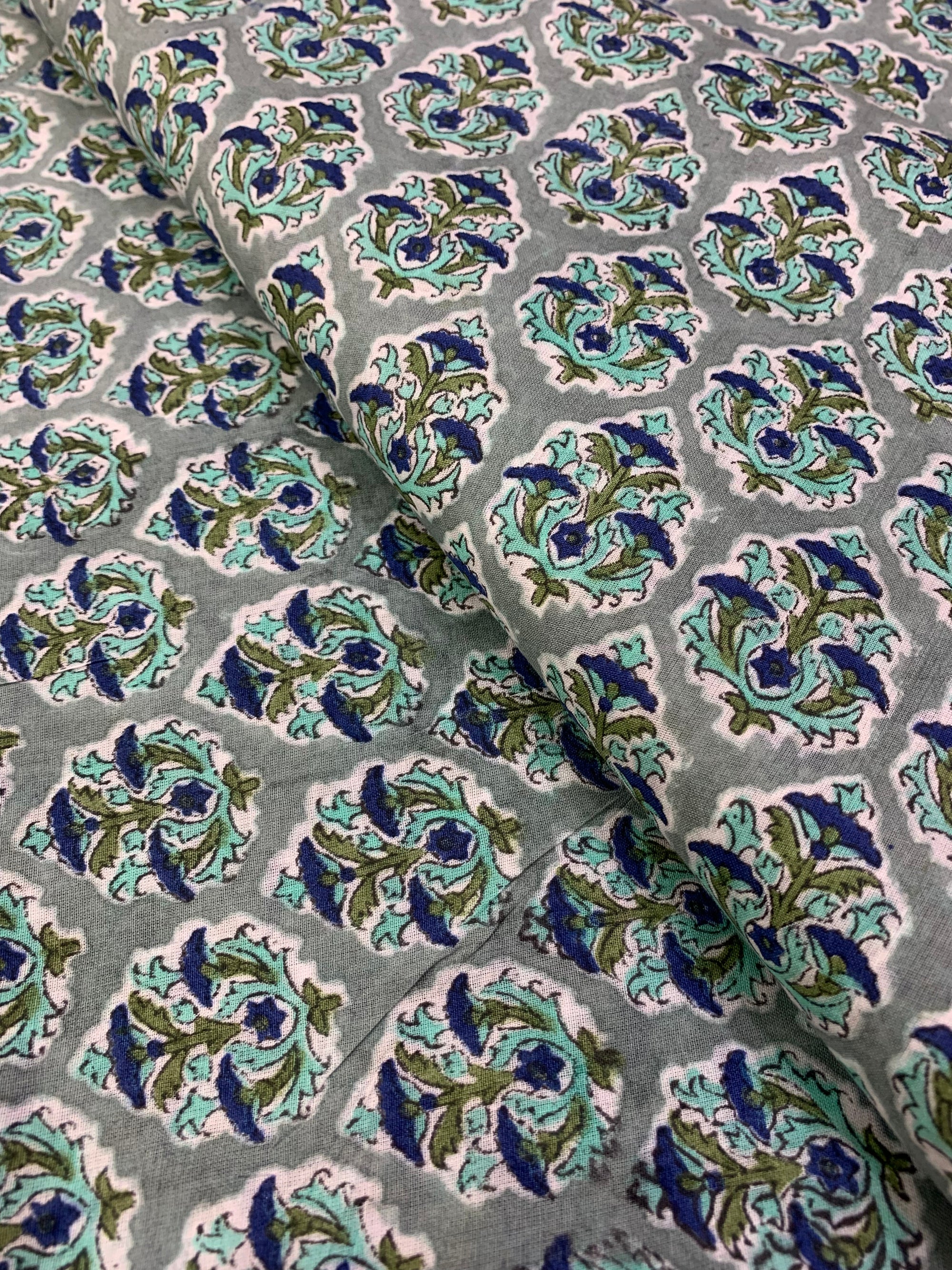 Hand Block Printed pure mul cotton fabric