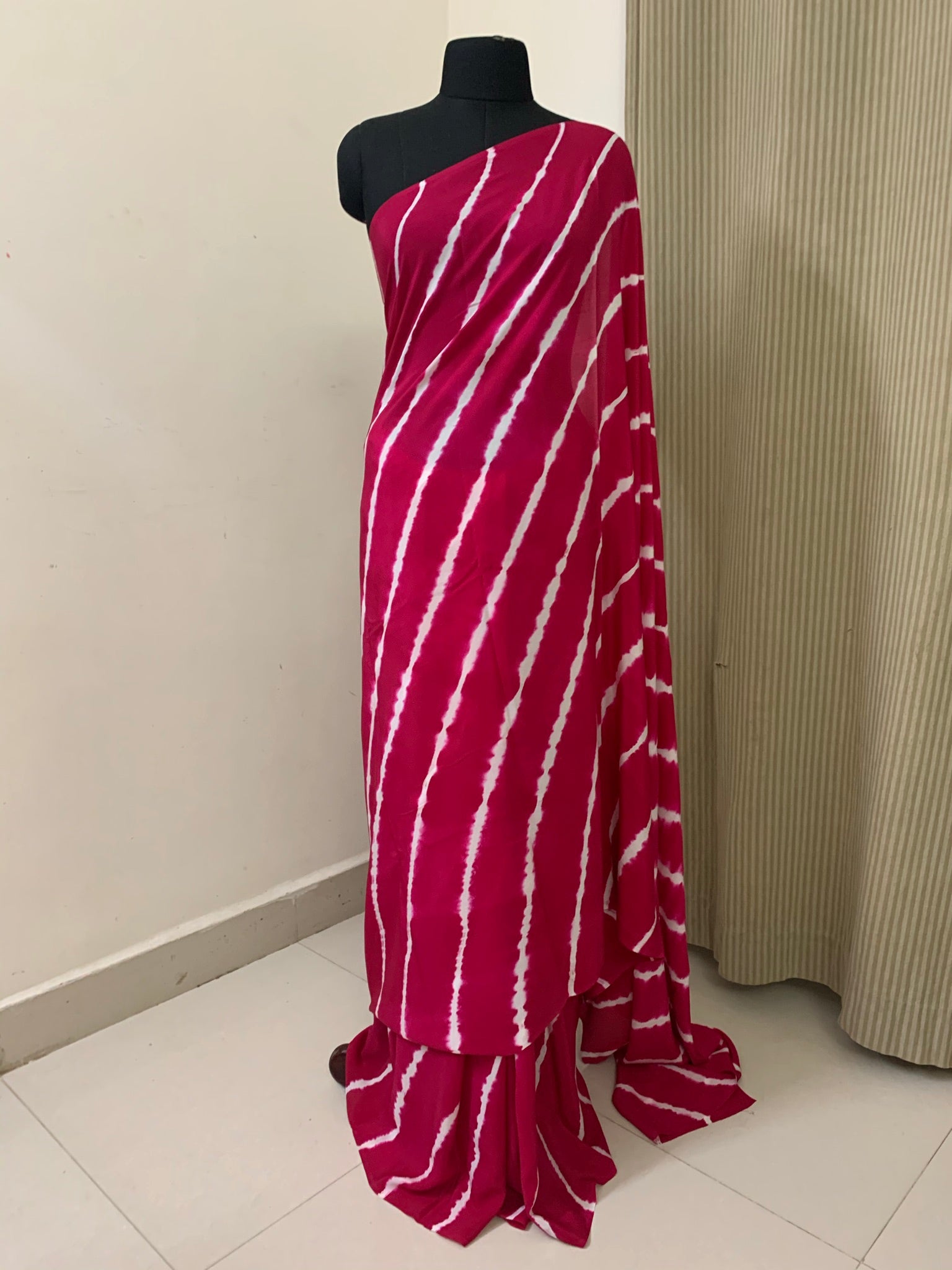 Leheriya pure silk crepe saree