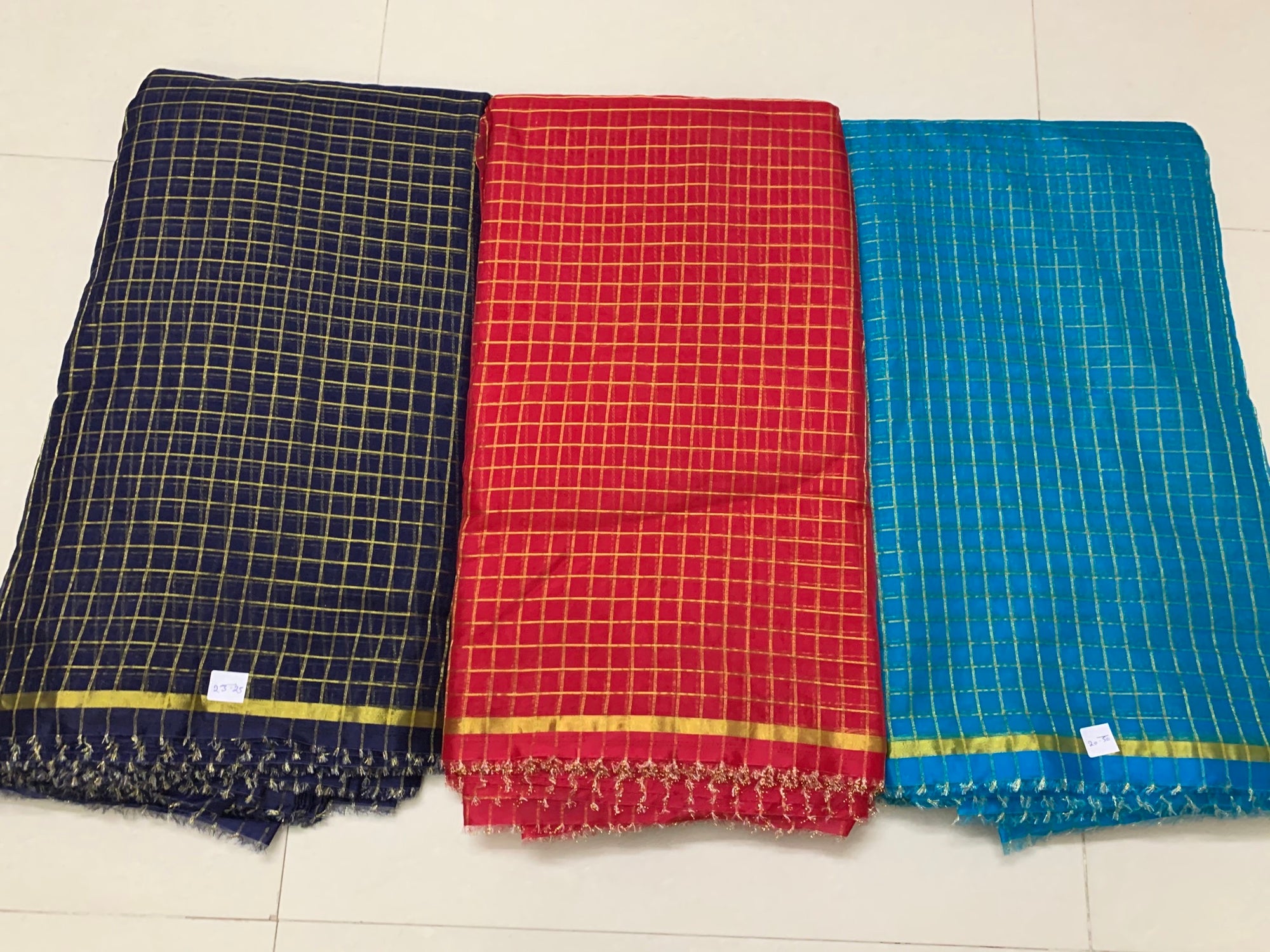 Zari checks organza fabric