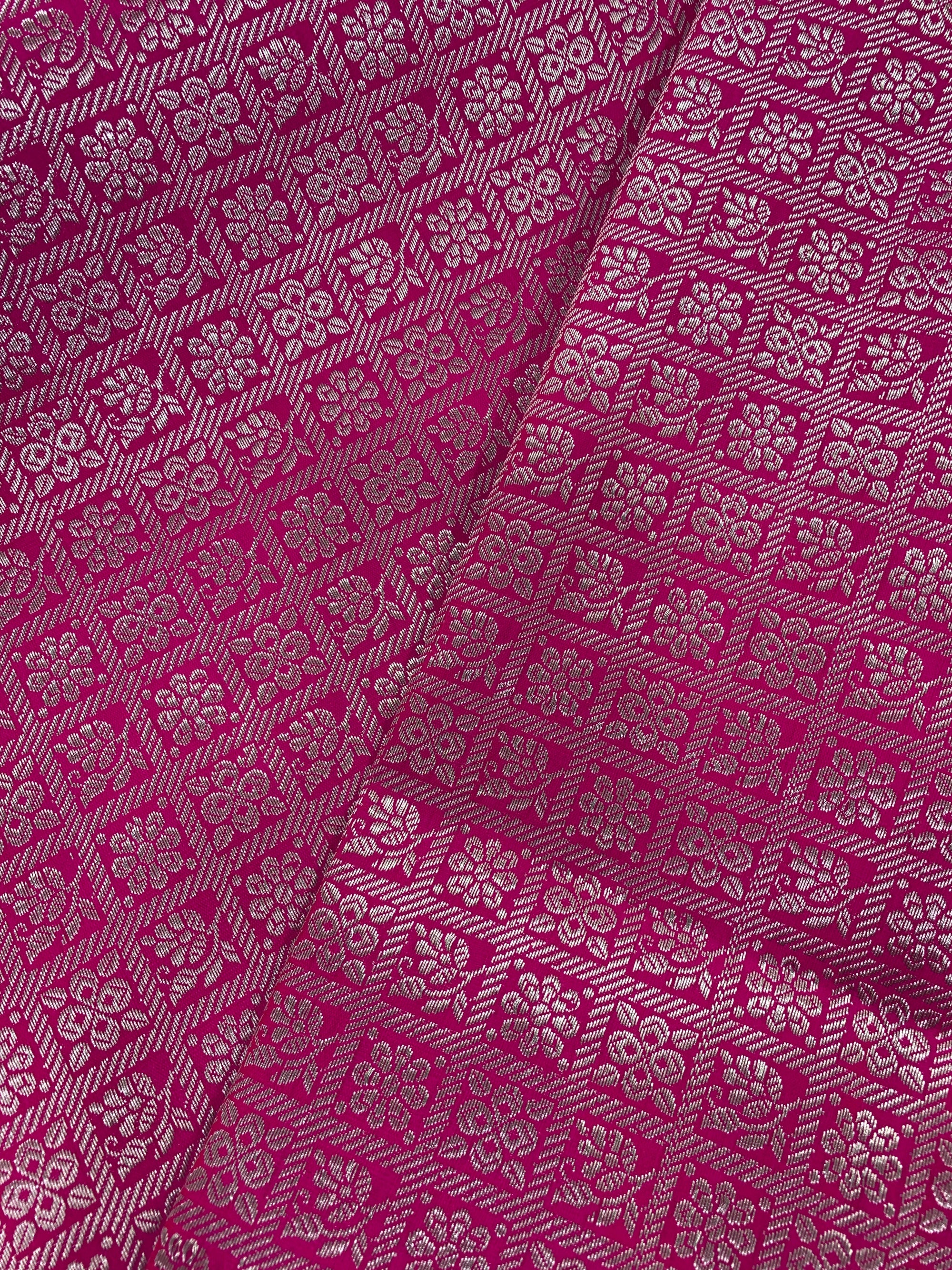 Banarasi brocade fabric with silver zari 40 cms cut