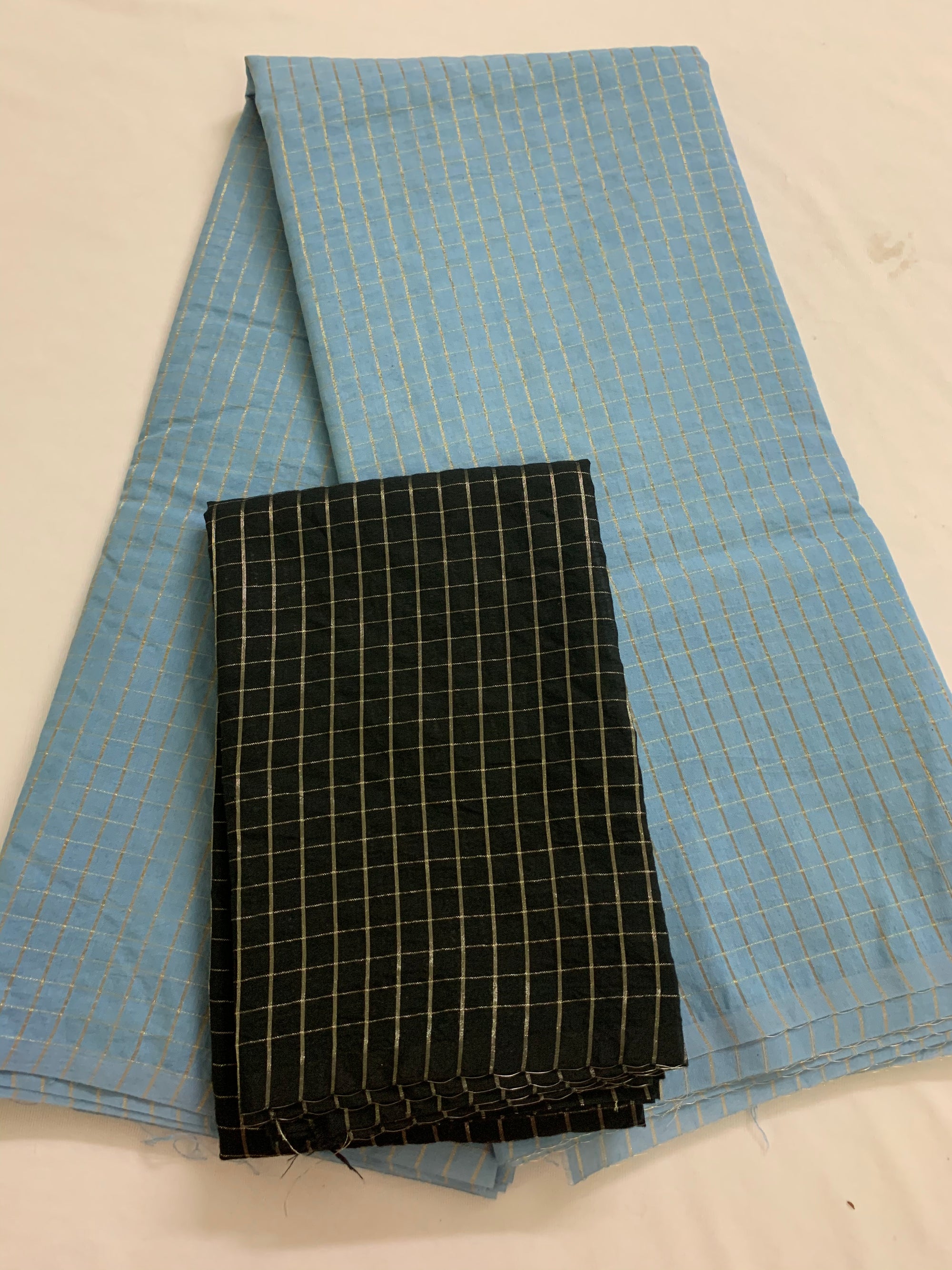 Silk cotton zari checks saree