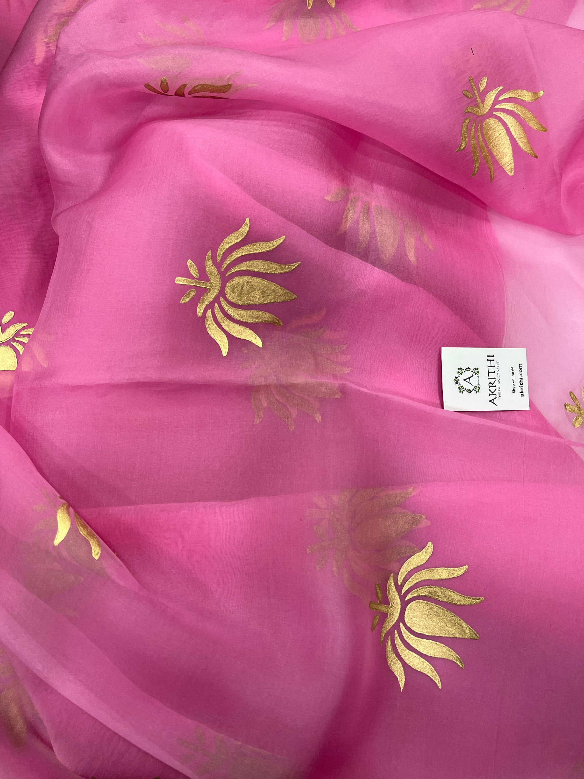 BLOCK PRINTED PURE SILK ORGANZA SAREE