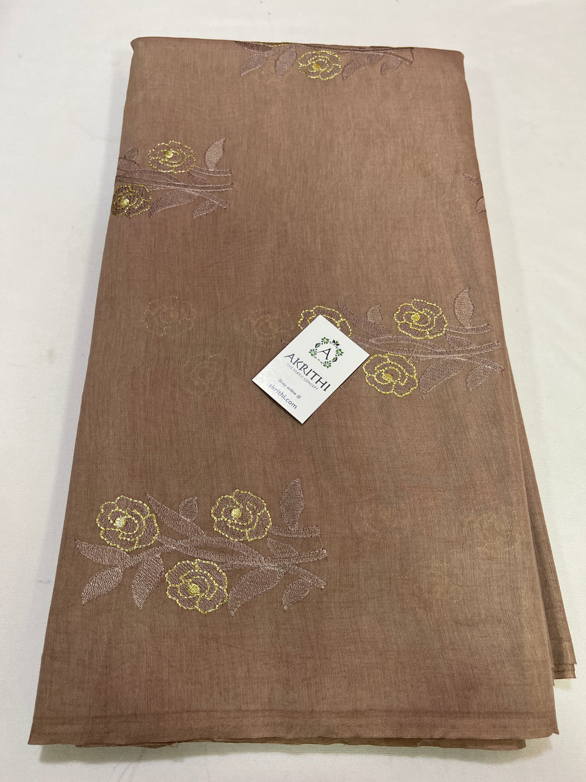 Chanderi embroidered fabric