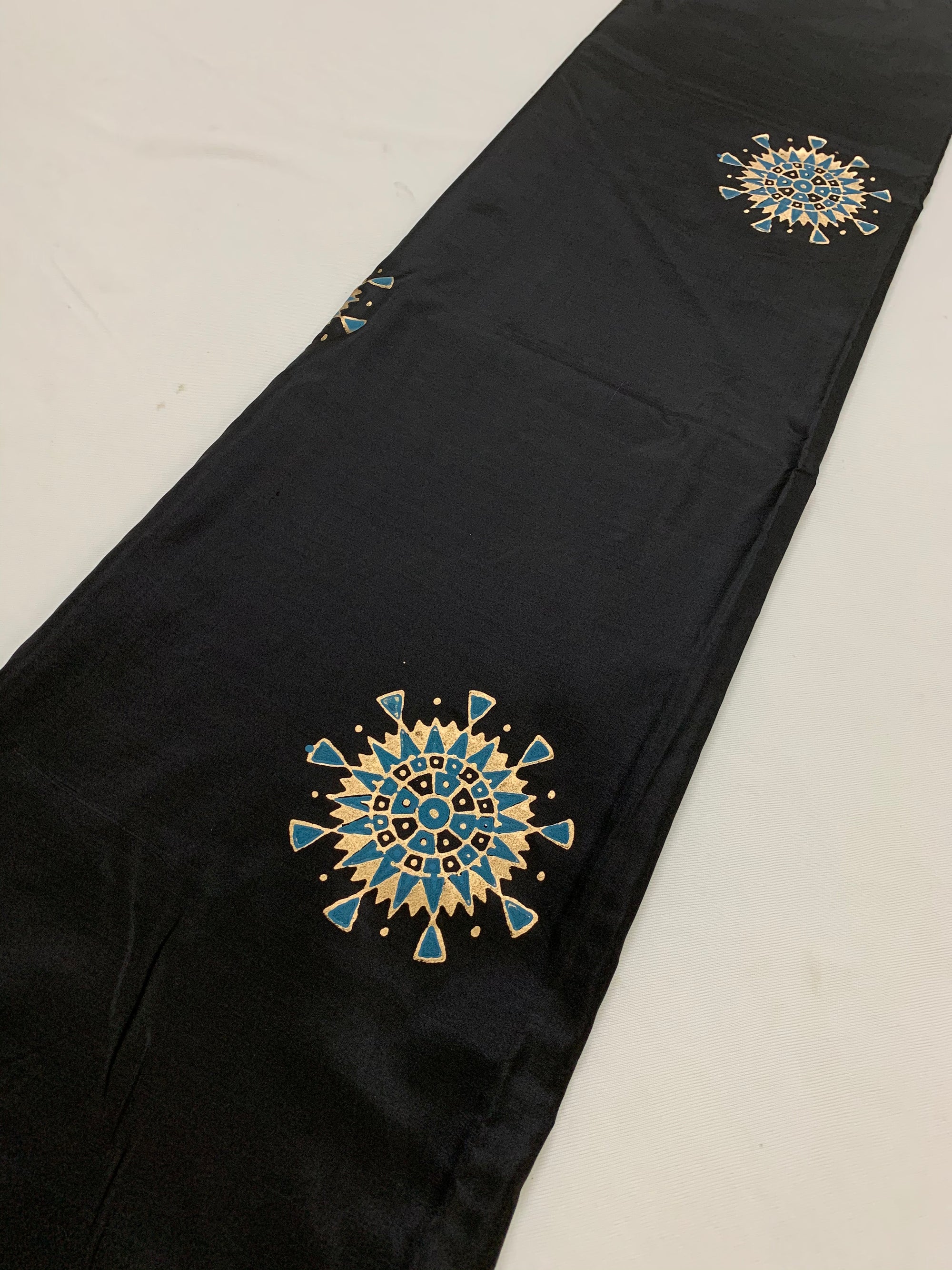 Block printed pure silk saree