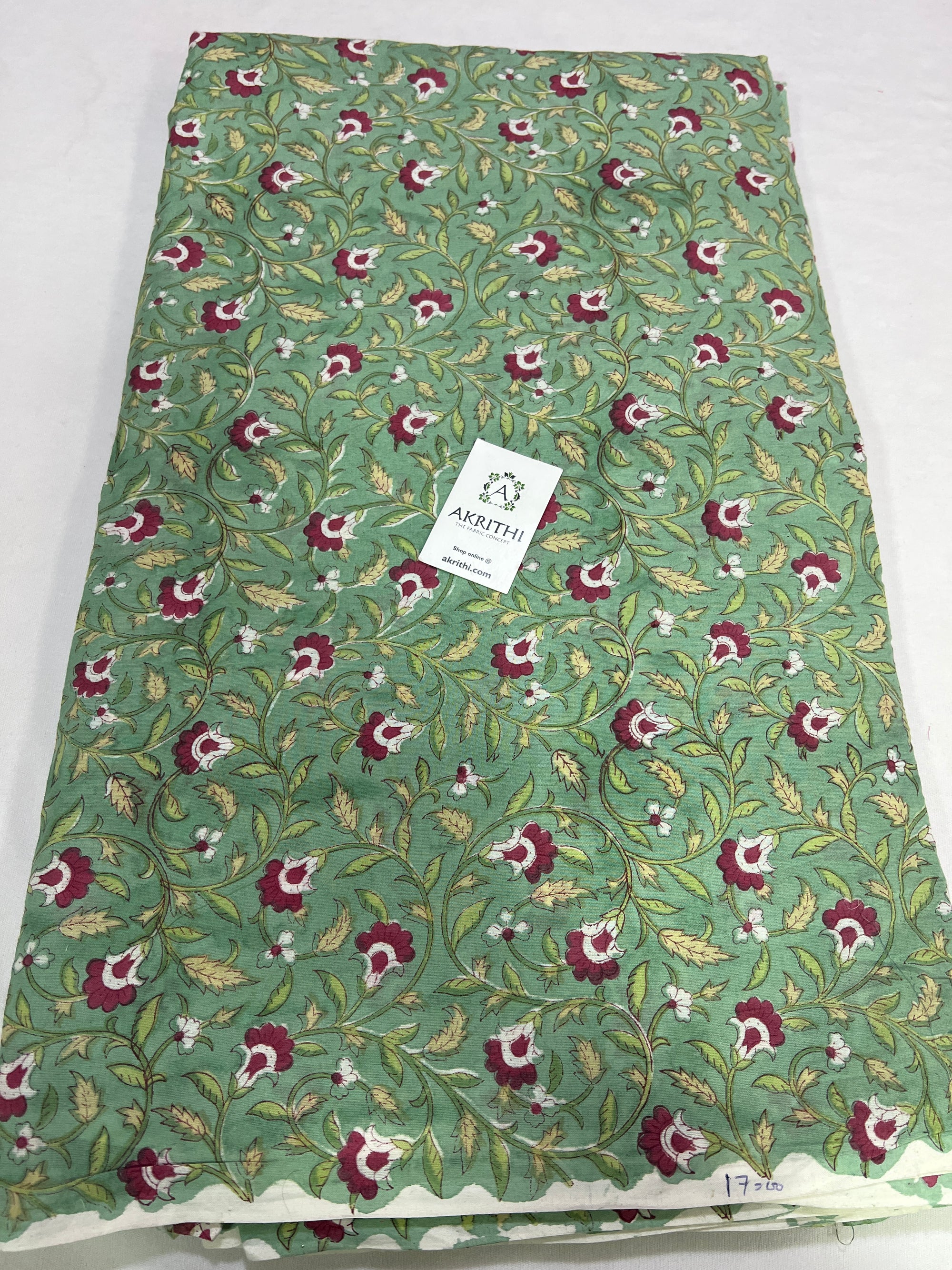 Hand block Printed pure mul cotton fabric
