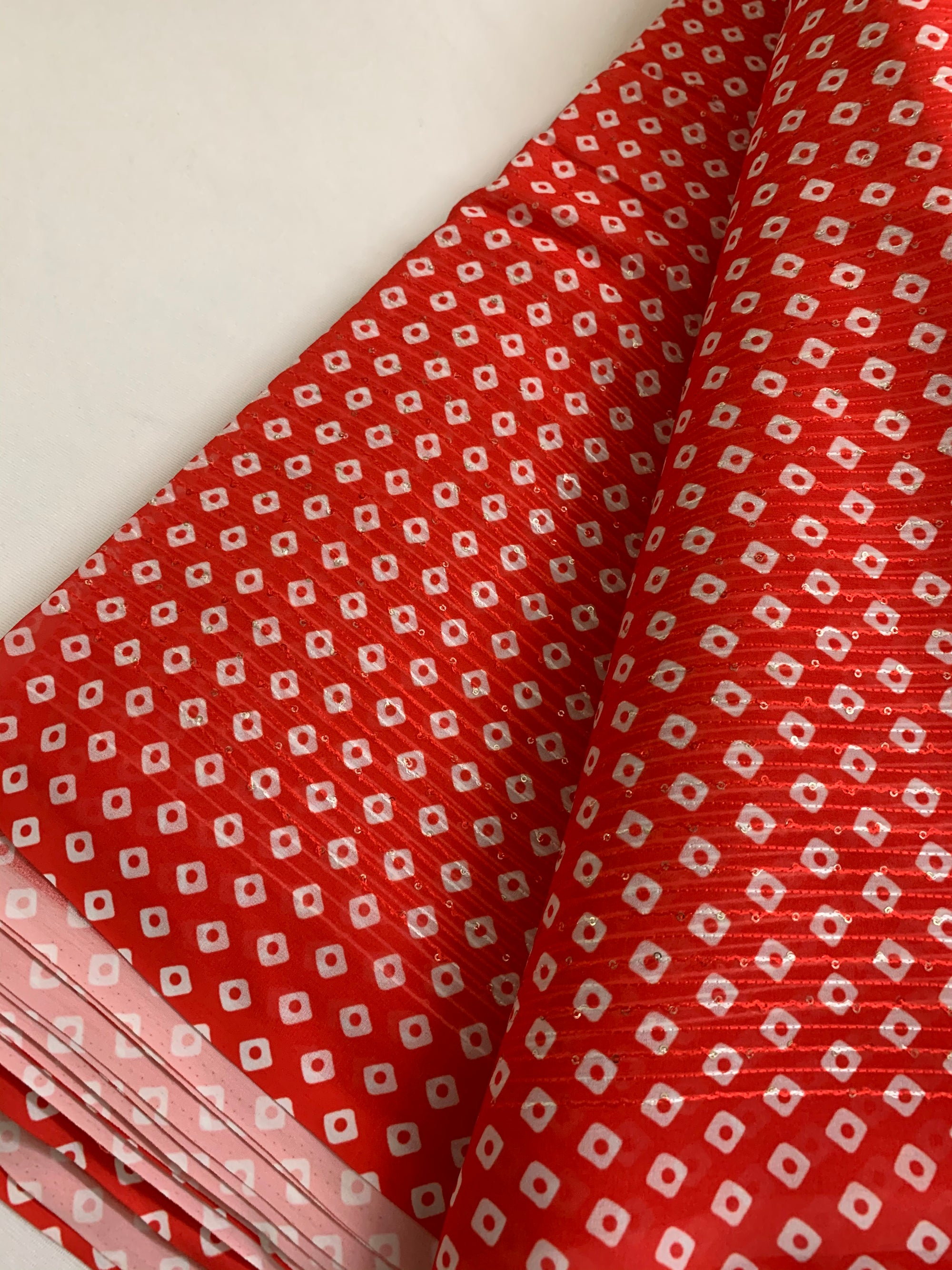 Embroidery on bandhani georgette fabric