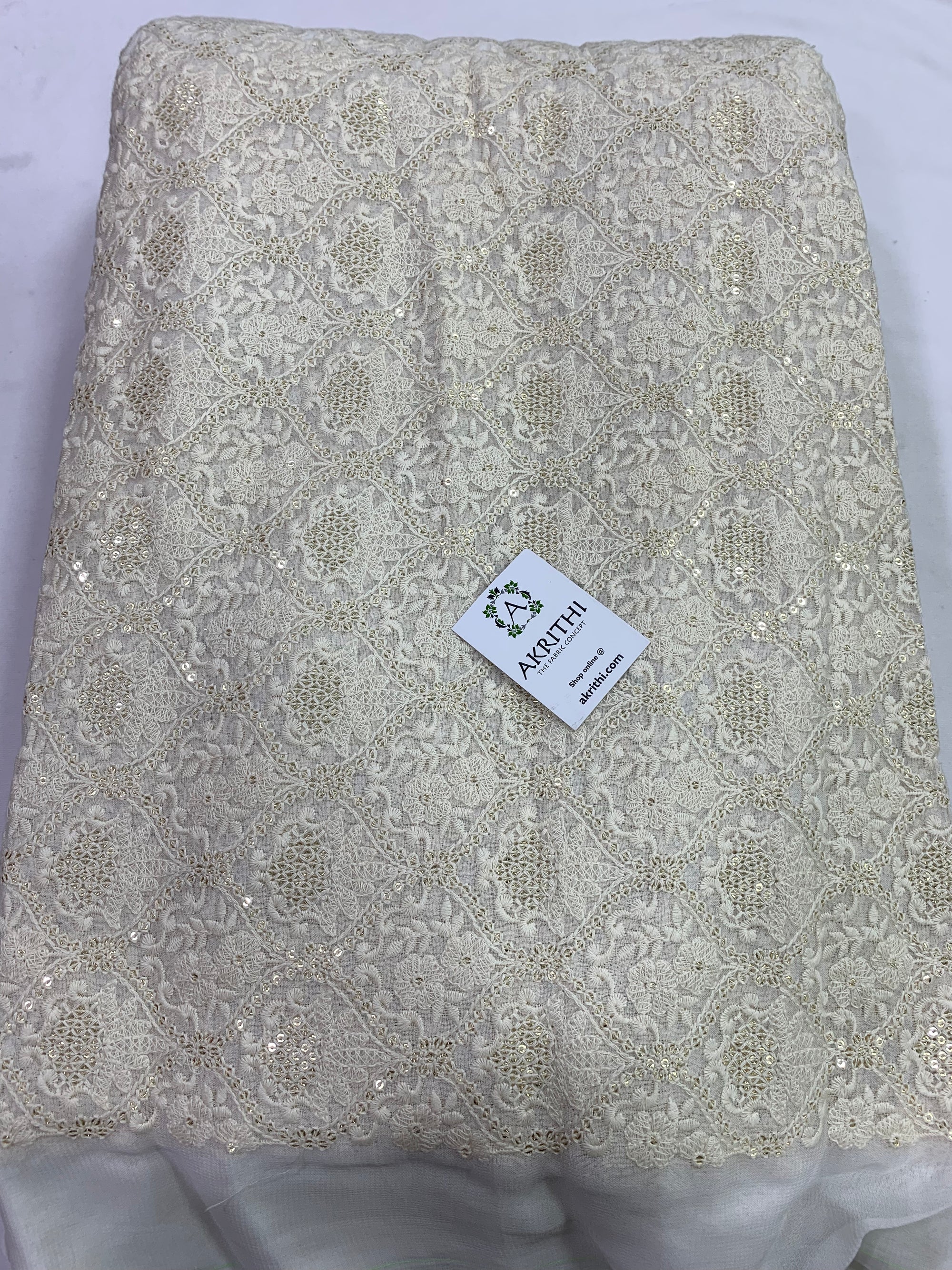 Embroidery on dyeable pure georgette fabric