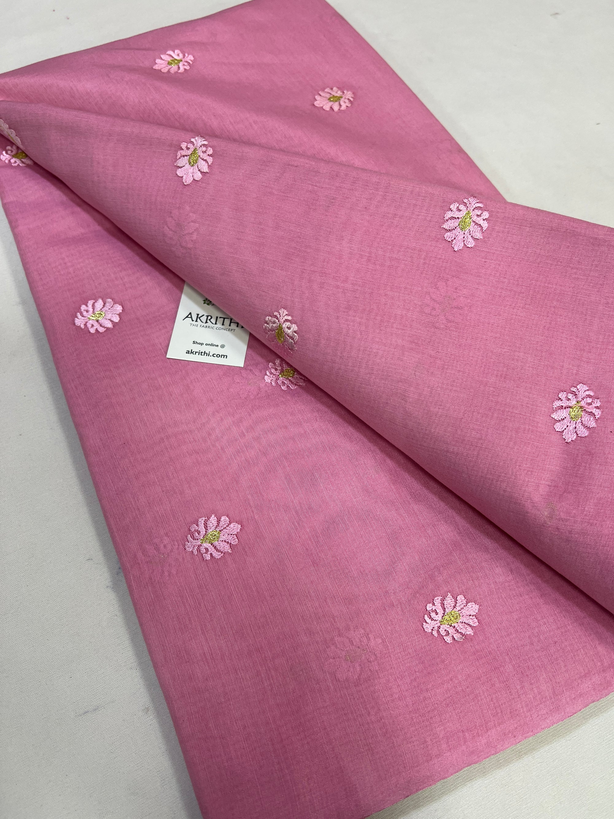 Chanderi embroidered fabric