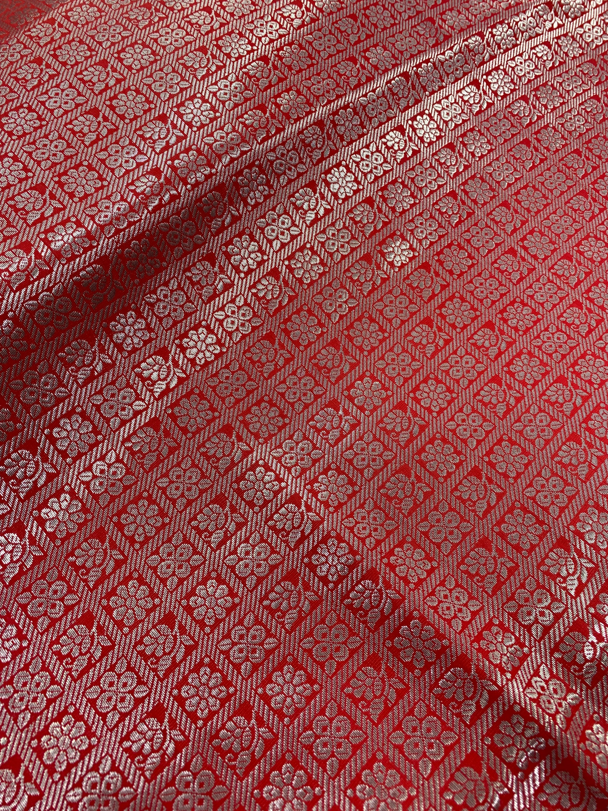 Banarasi brocade fabric with silver zari