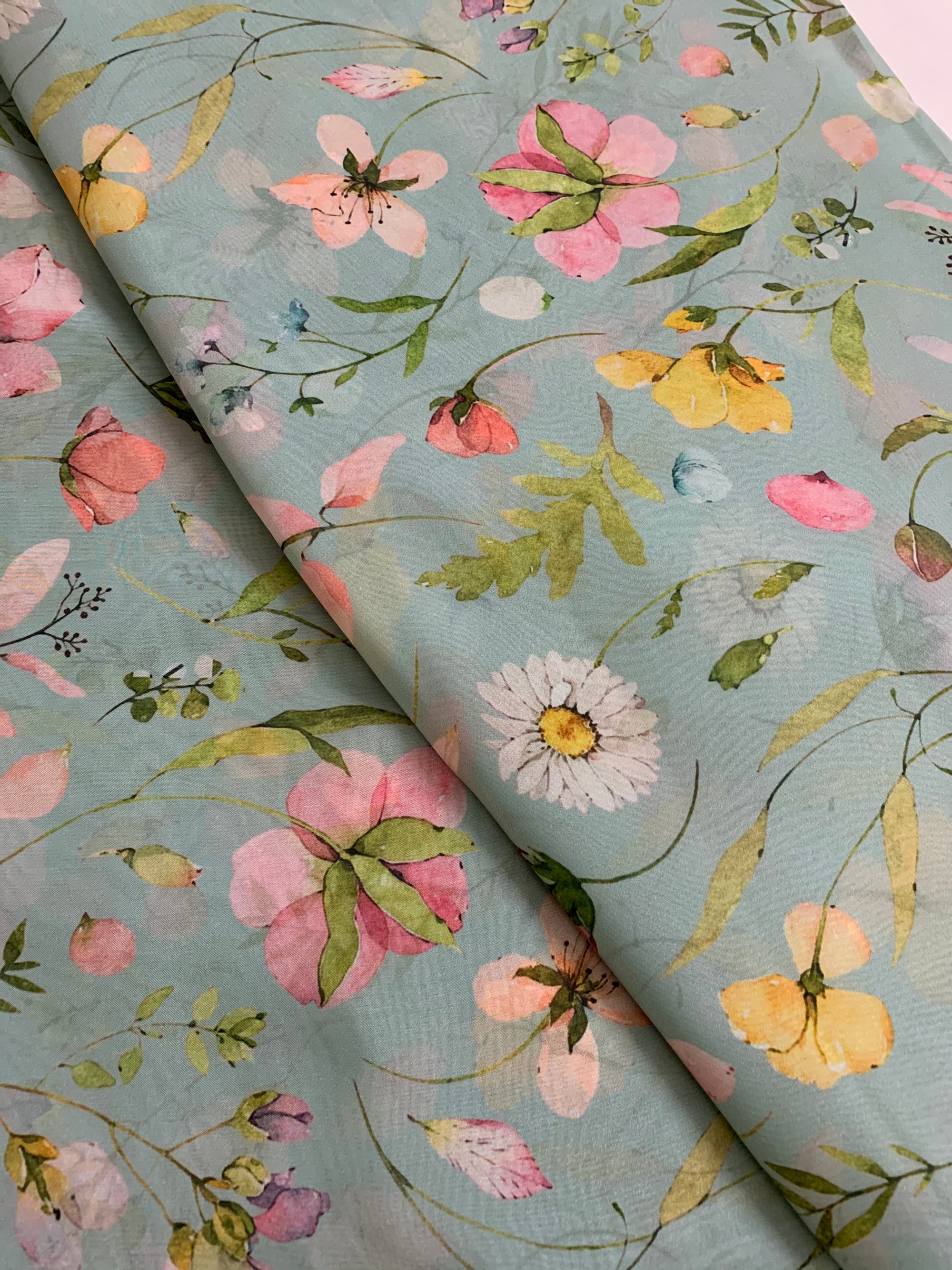 Digital floral Printed organza fabric