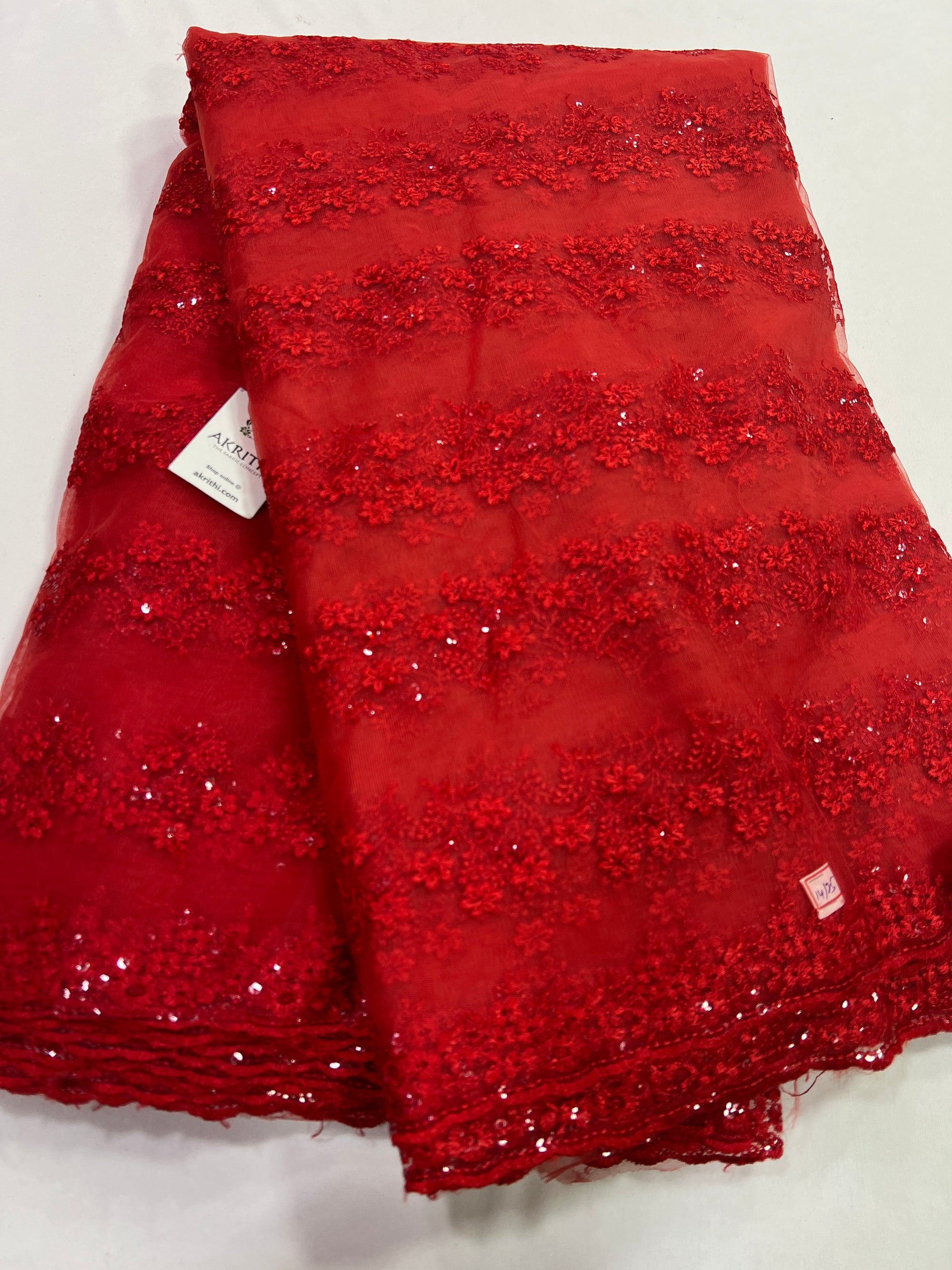 Embroidery on net fabric