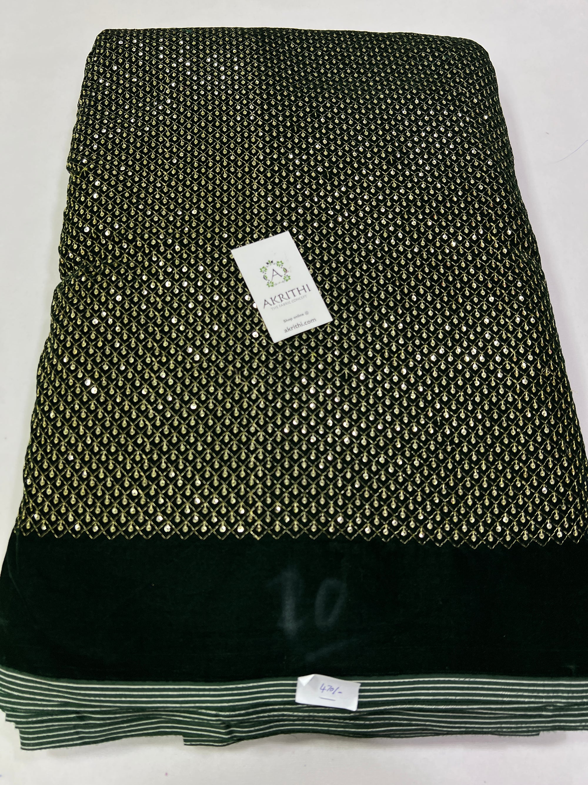 Embroidery on micro velvet fabric