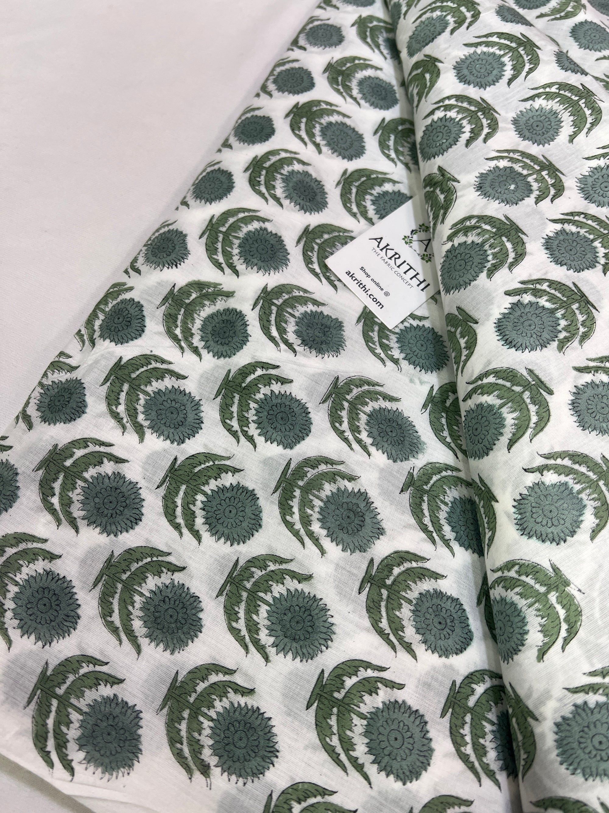 Hand block Printed pure mul cotton fabric
