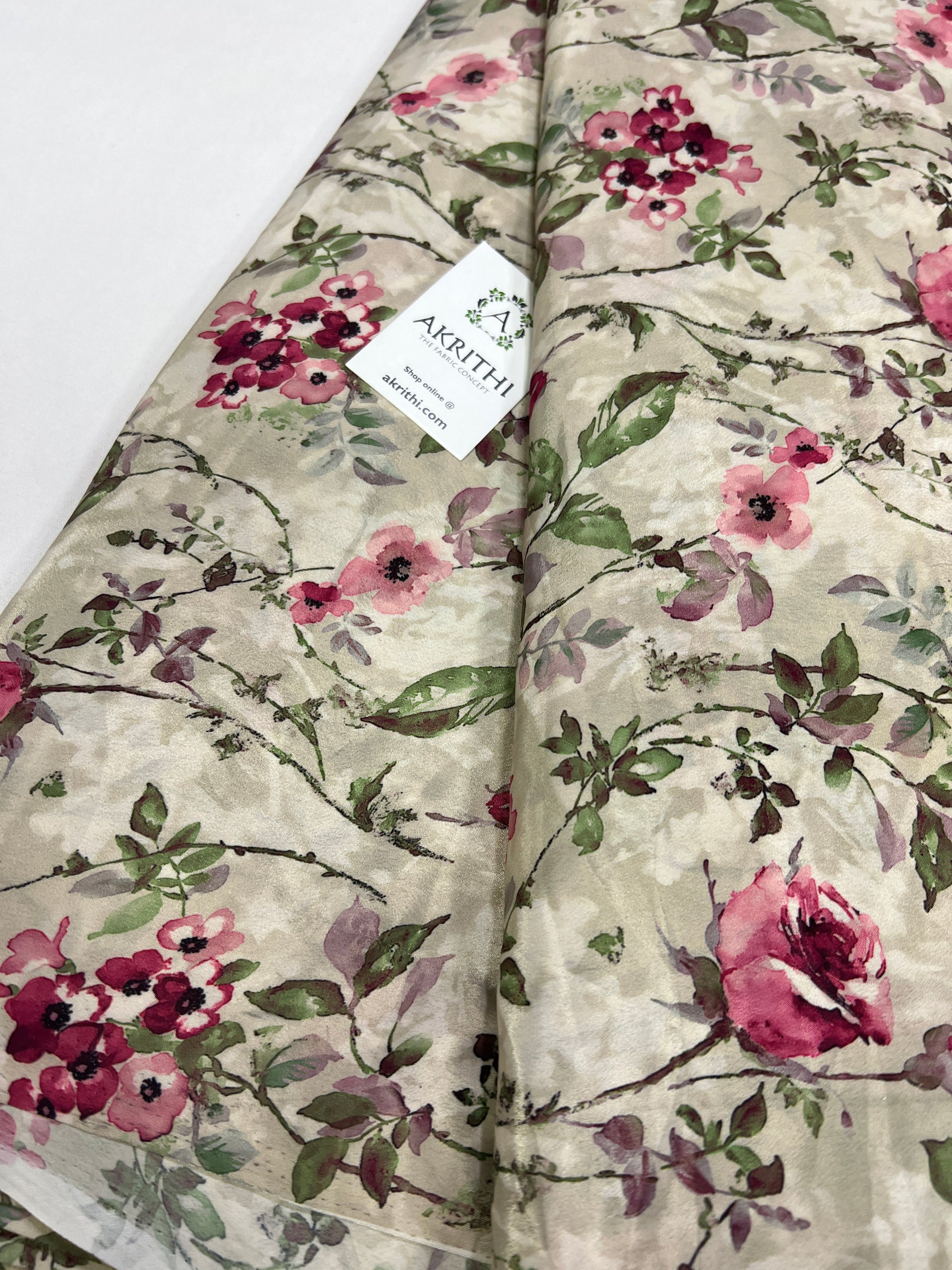 Digital floral printed crepe fabric
