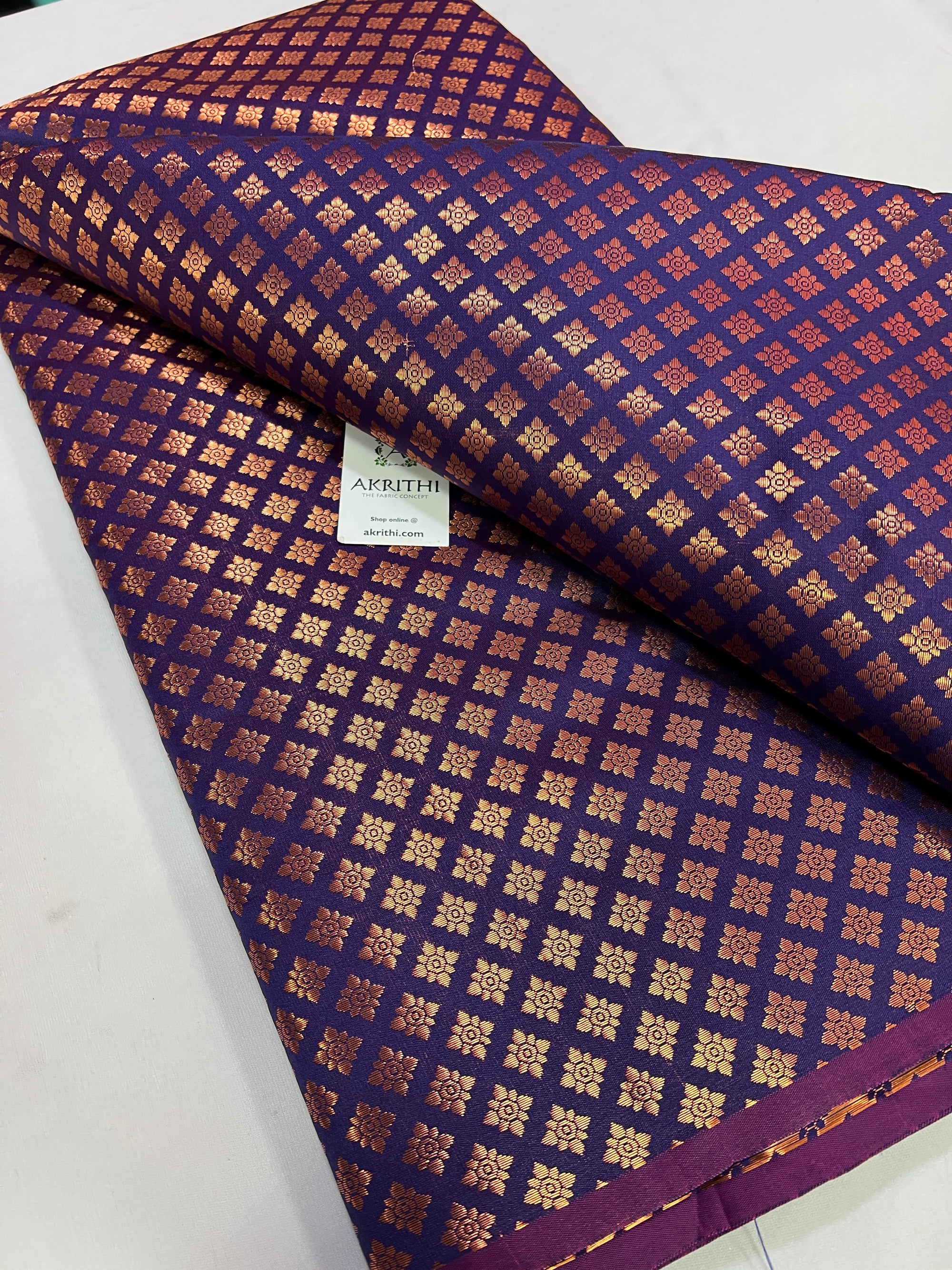 Banarasi brocade fabric with copper zari