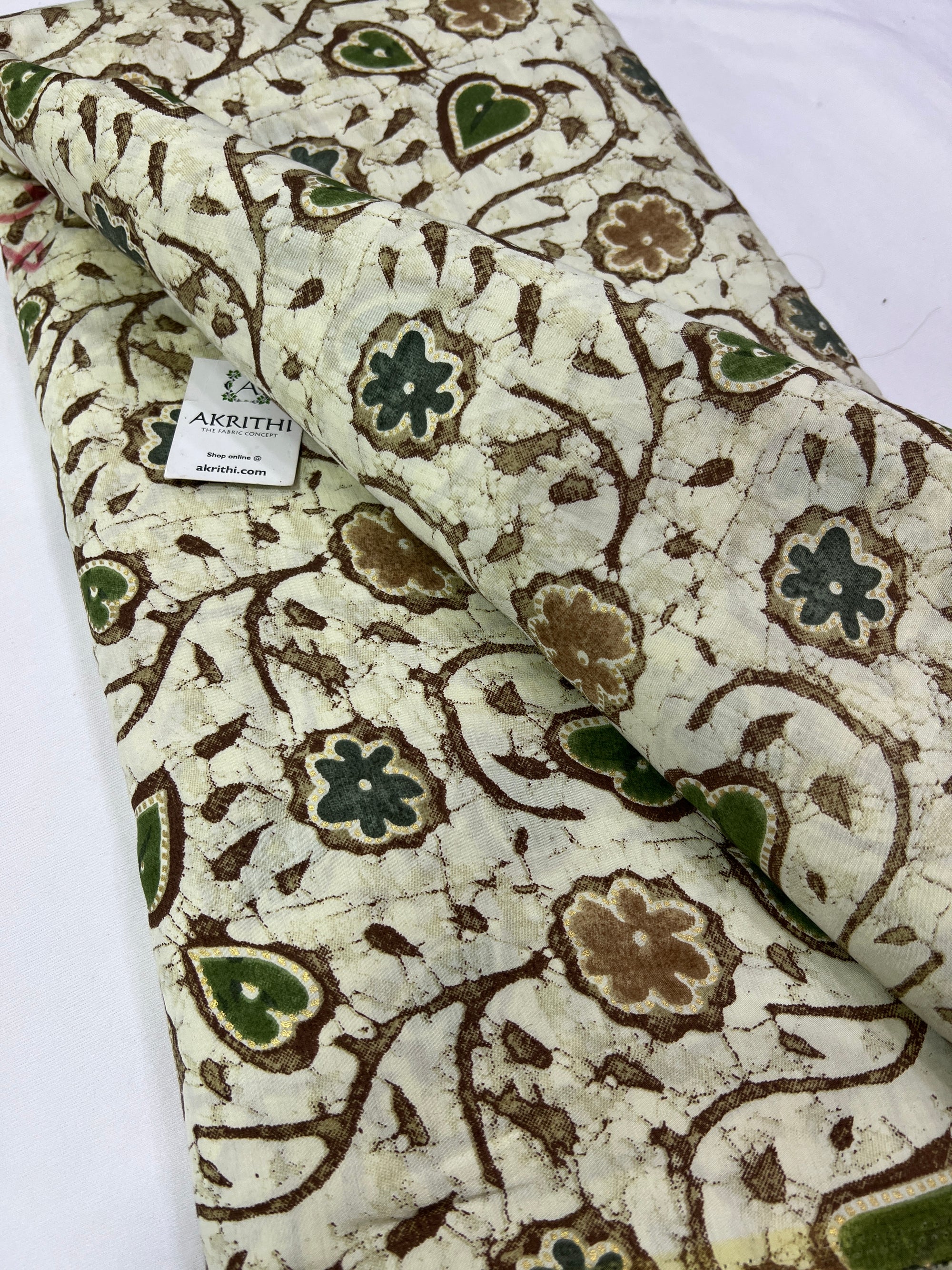 Digital printed silk fabric with foil