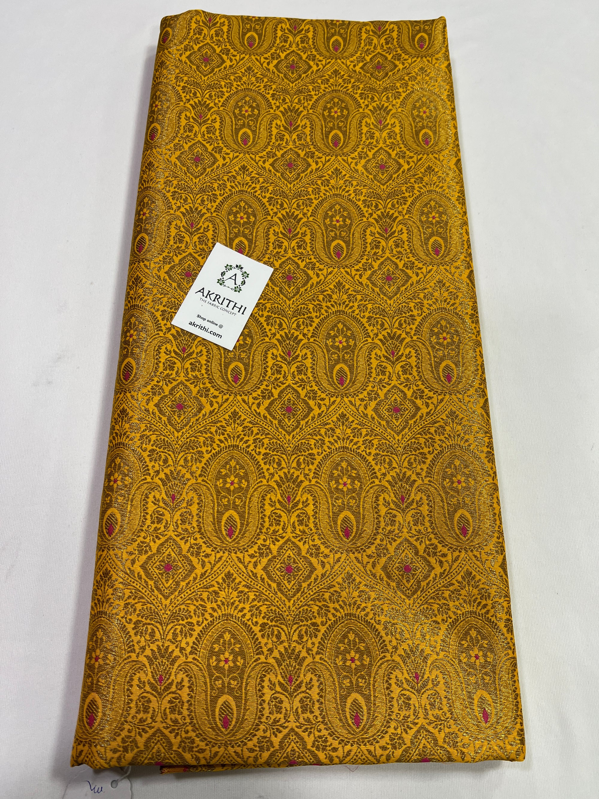 Handloom Banarasi brocade fabric with antique zari