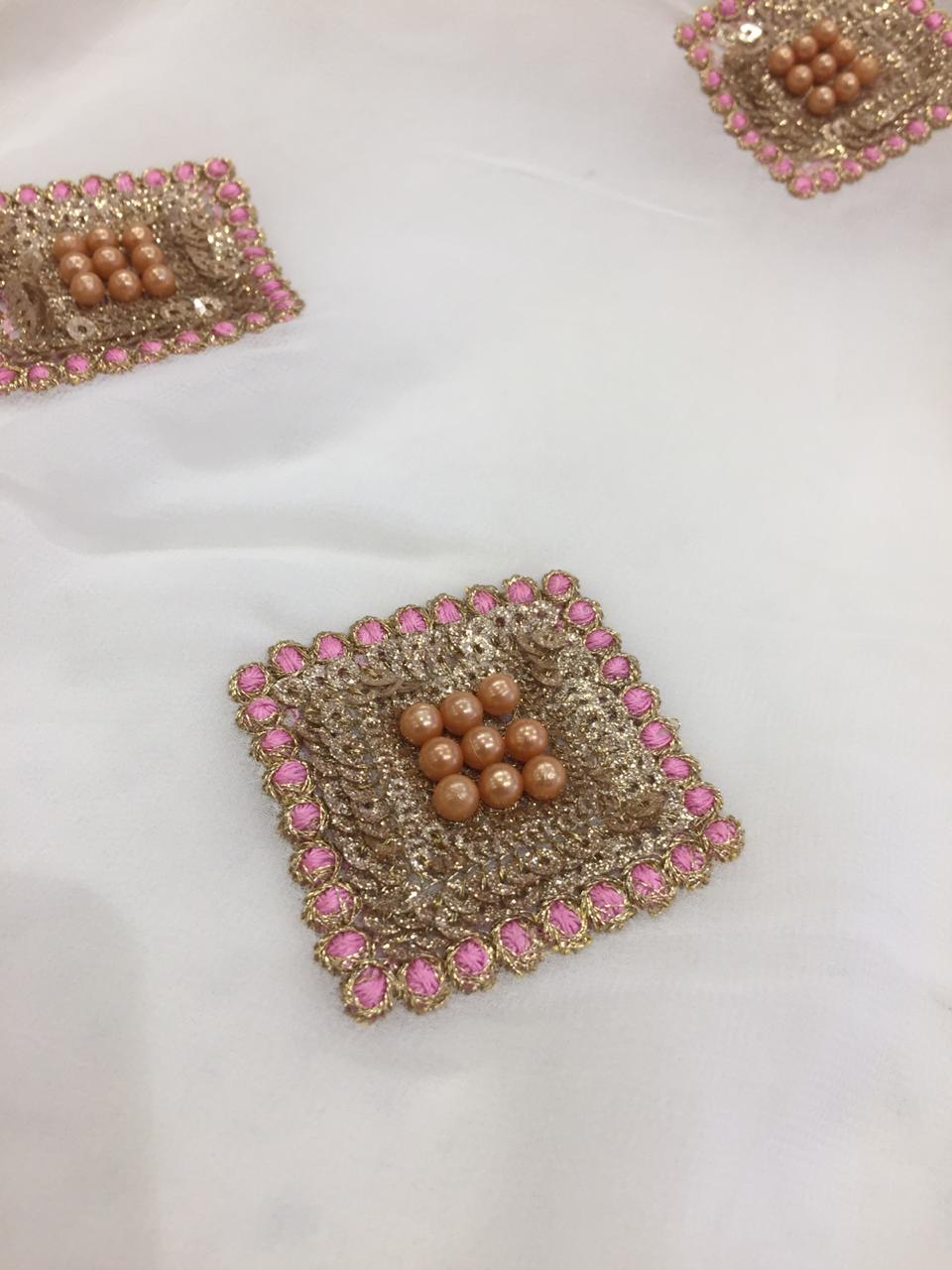 Embroidery on dyeable georgette fabric