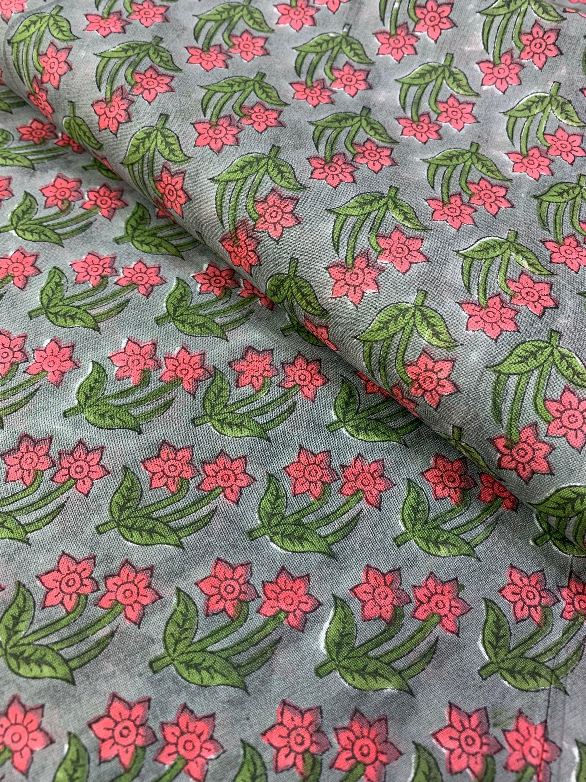 Hand Block Printed pure mul cotton fabric