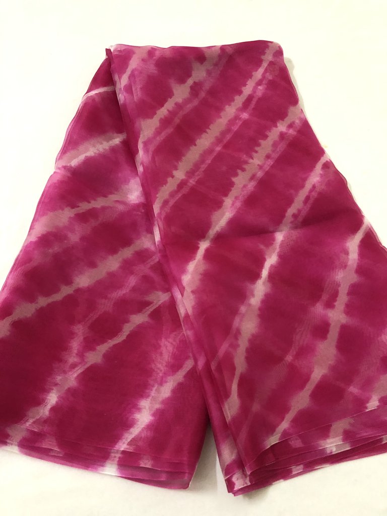 LEHERIYA TIE AND DYE PURE SILK ORGANZA FABRIC
