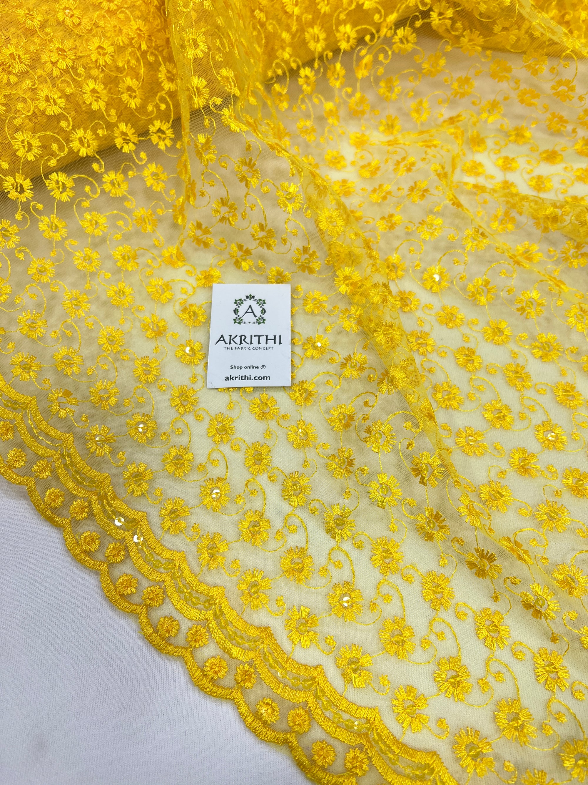 Embroidery on net fabric