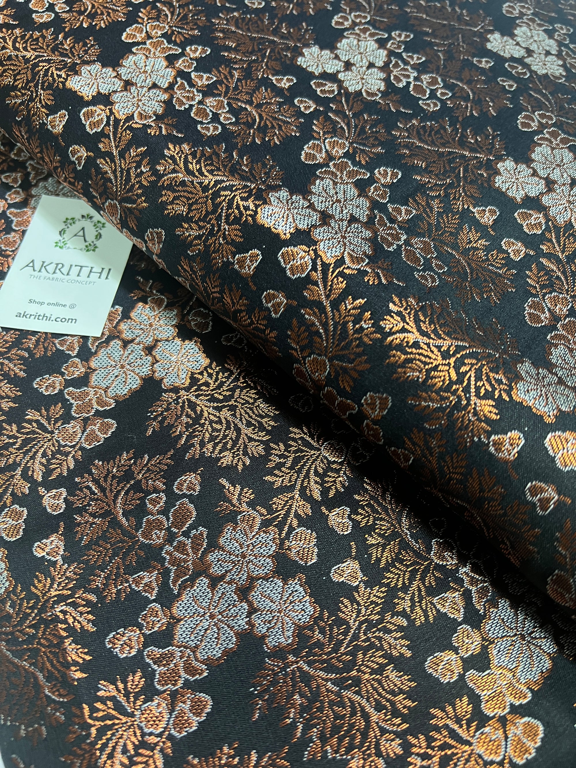 Banarasi brocade fabric with copper zari