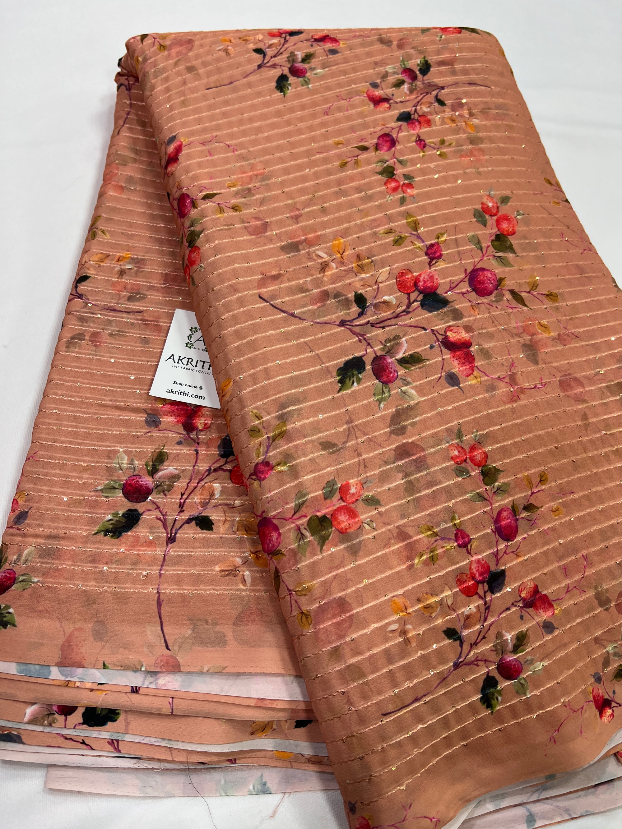 Digital printed georgette fabric with sequins work