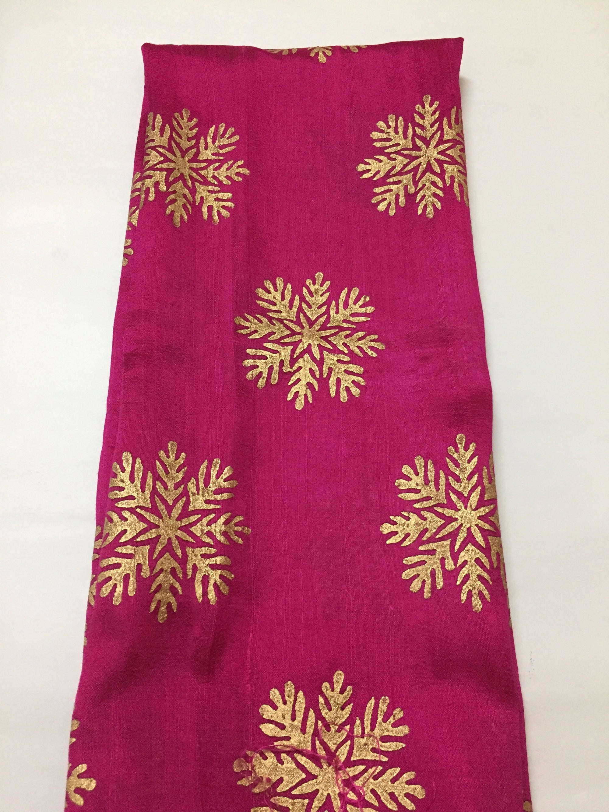 Dupion pure raw silk half and half saree with block print