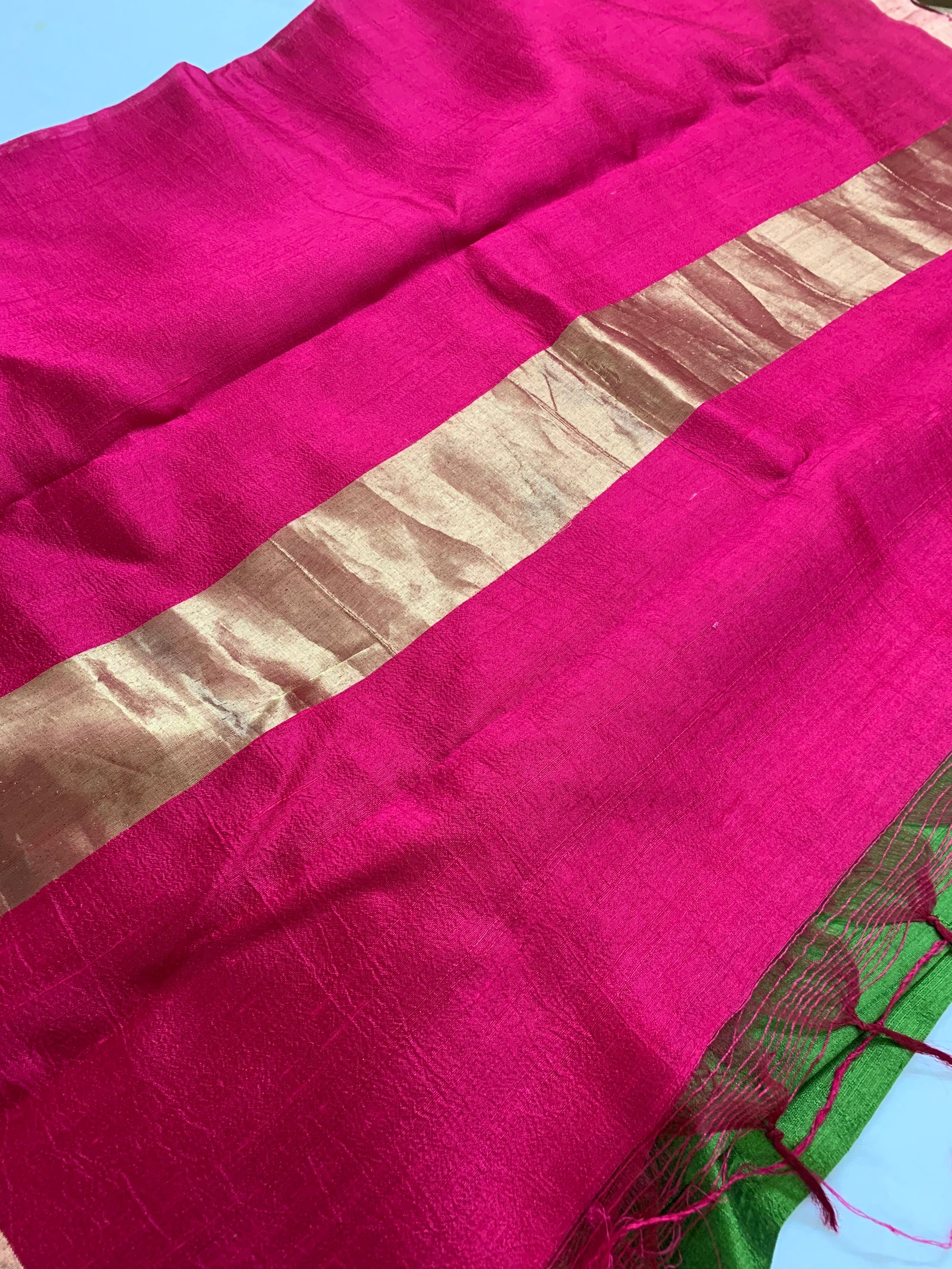 Pure raw silk saree with zari border