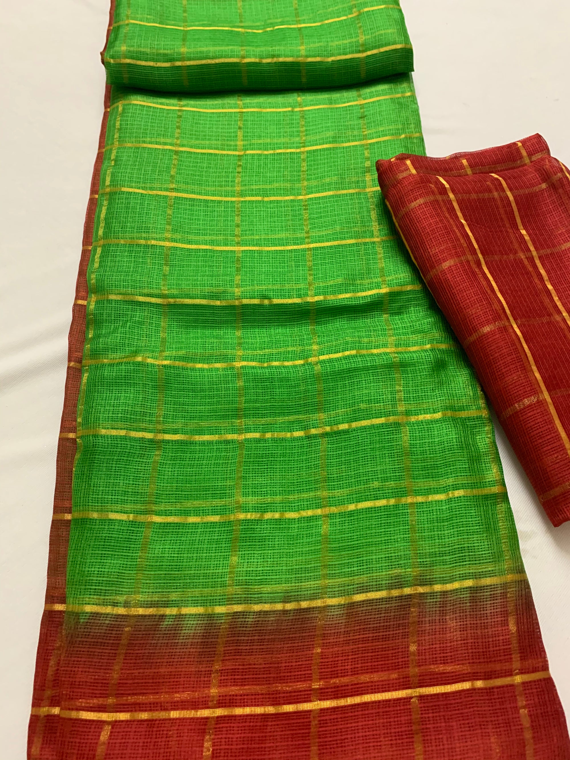 Pure kota silk saree with zari checks