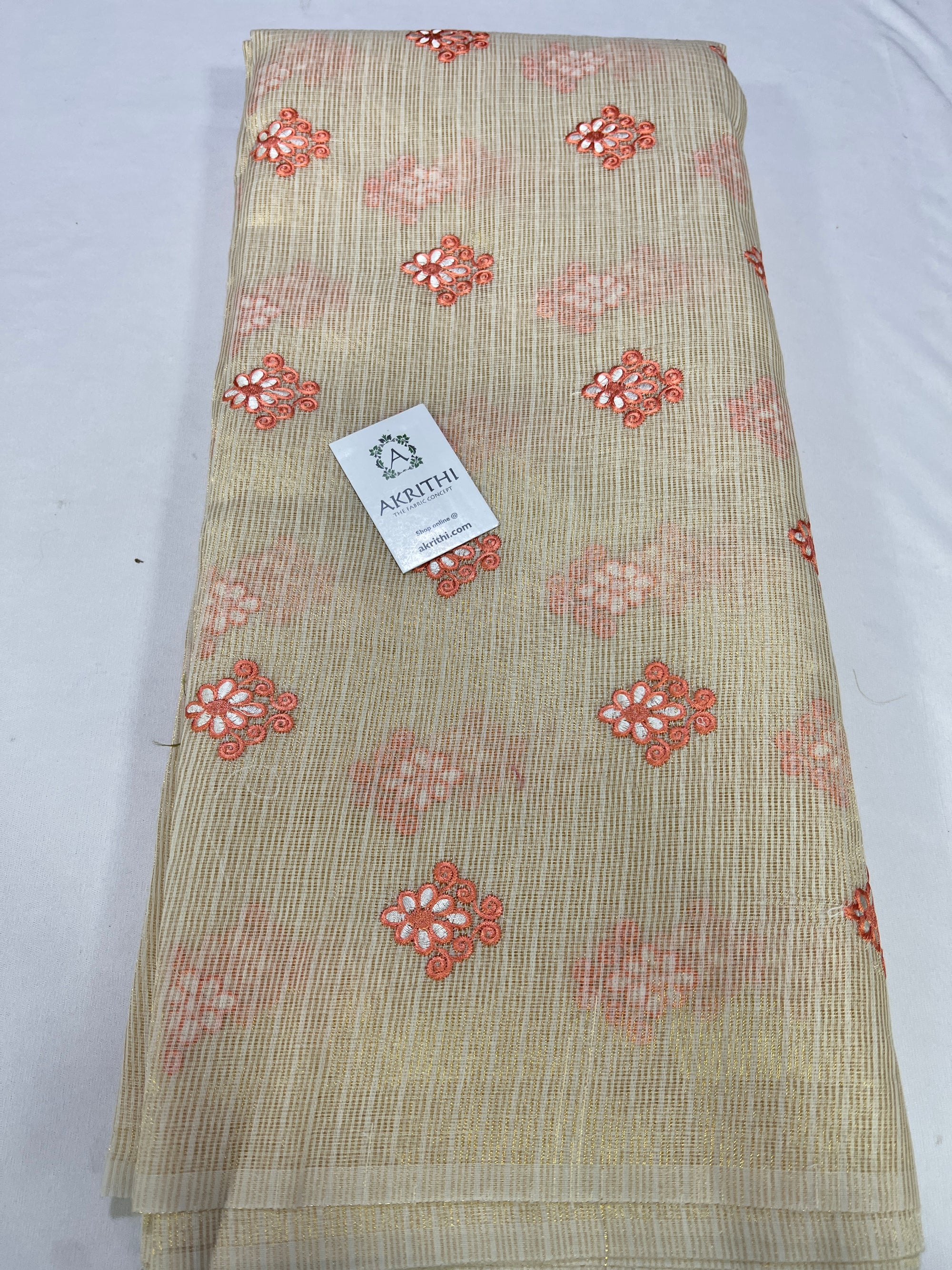 Pure Kota tissue embroidered fabric