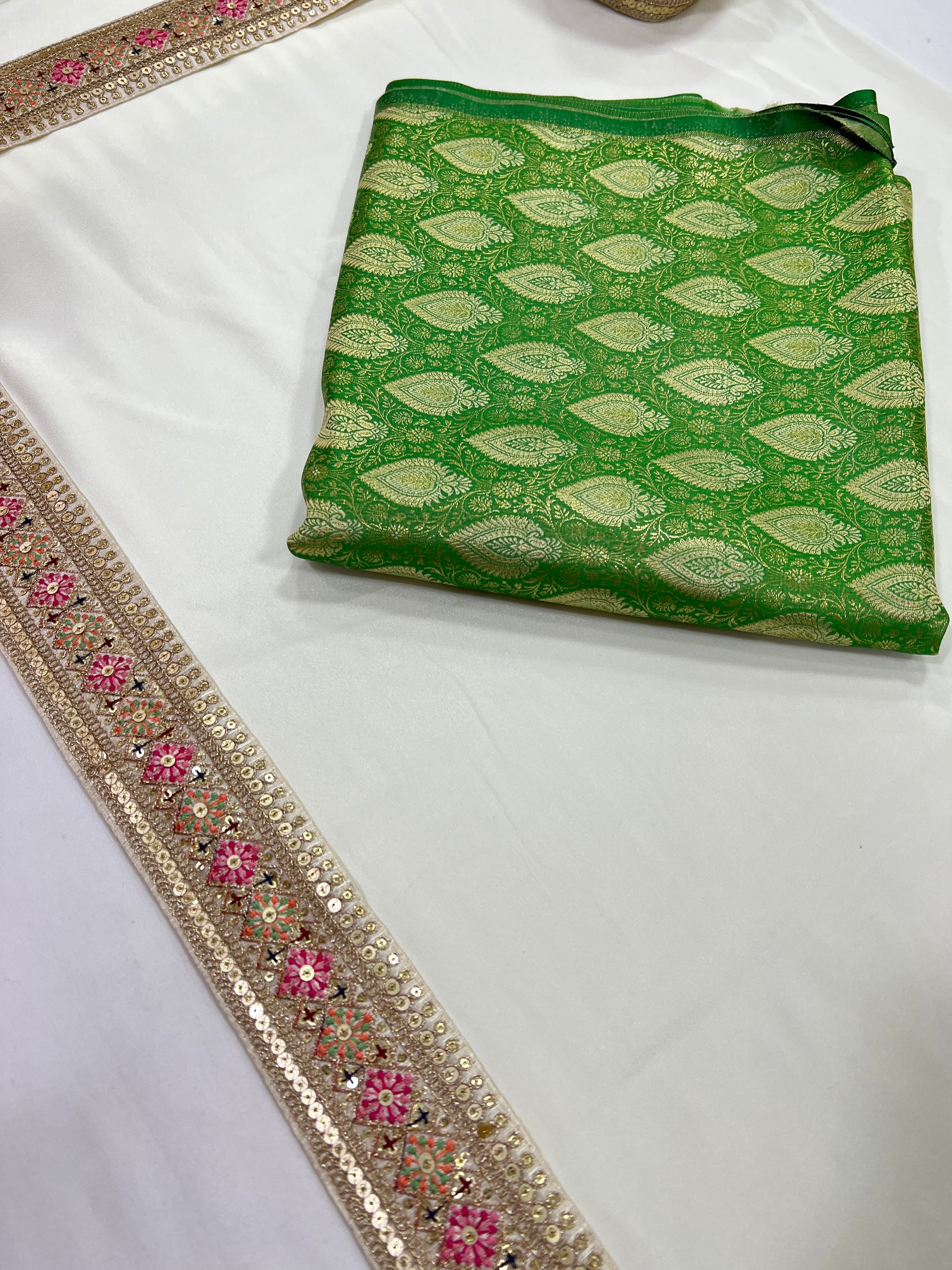 Off white crepe saree with lace