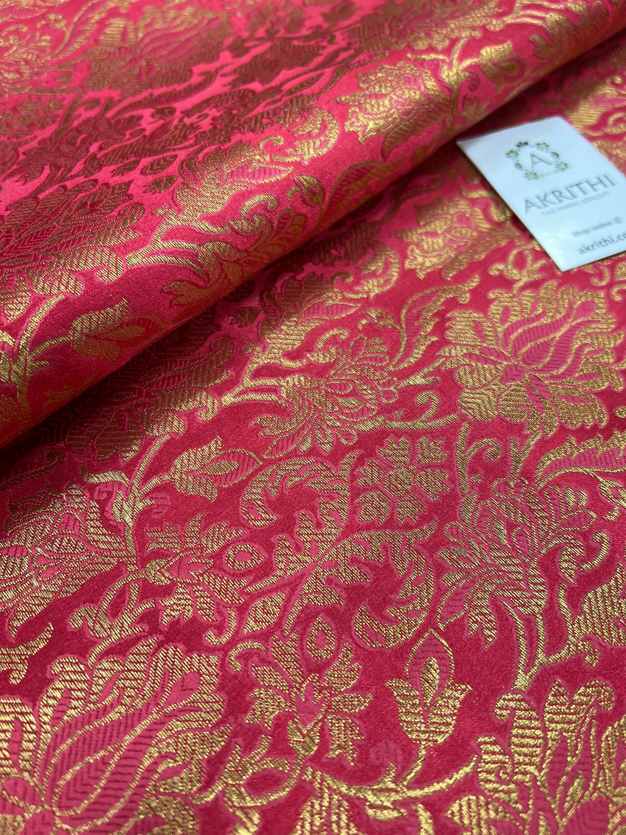 Banarasi brocade fabric pink