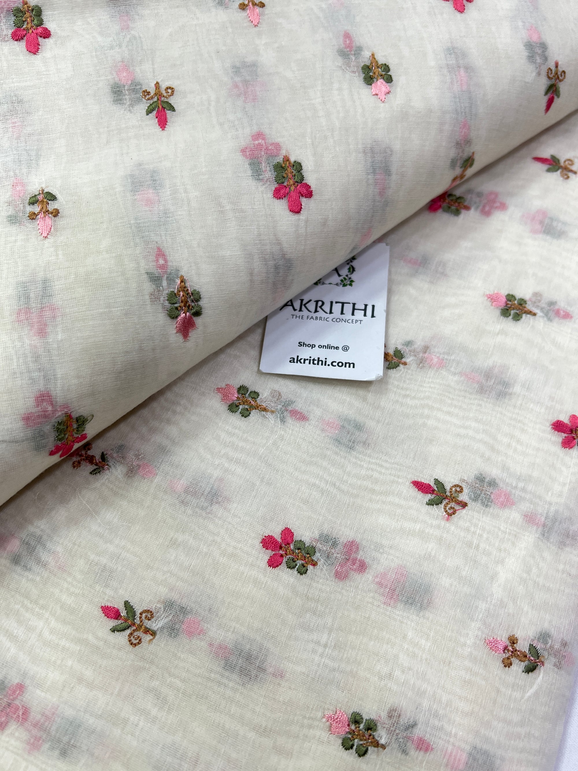 HANDLOOM MUL CHANDERI EMBROIDERED FABRIC
