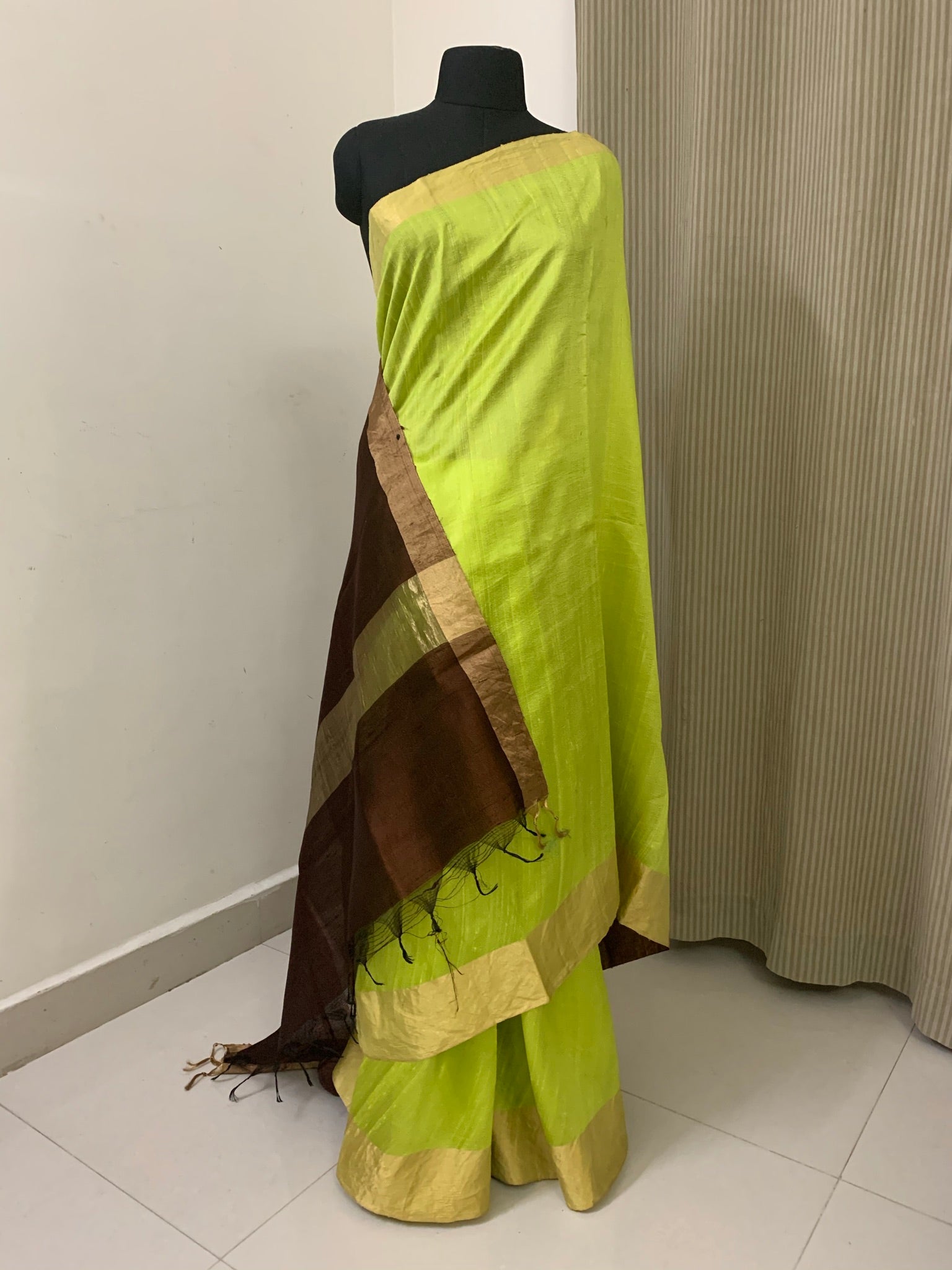 PURE RAW SILK DOUBLE SHADED SAREE WITH ZARI BORDER