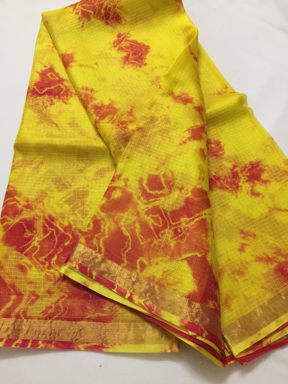 Tie and dye pure kota silk saree