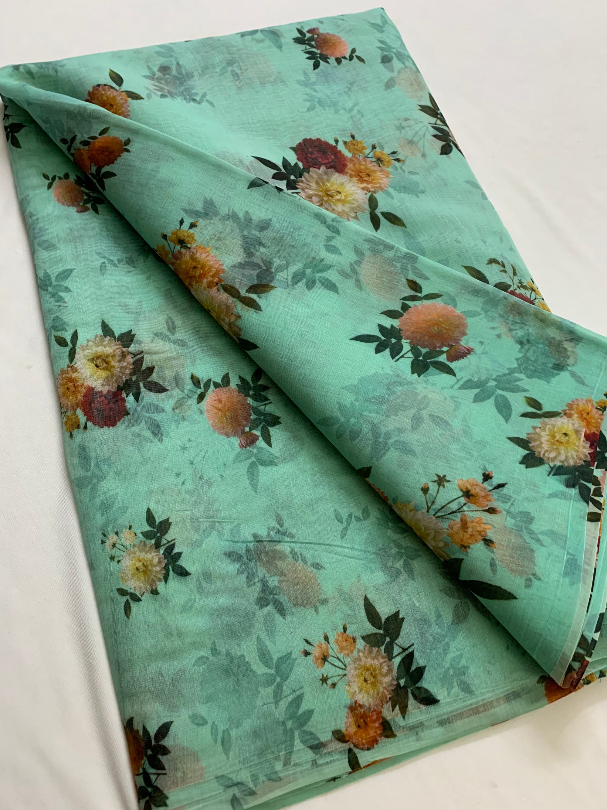 Floral Printed Pure silk cotton fabric
