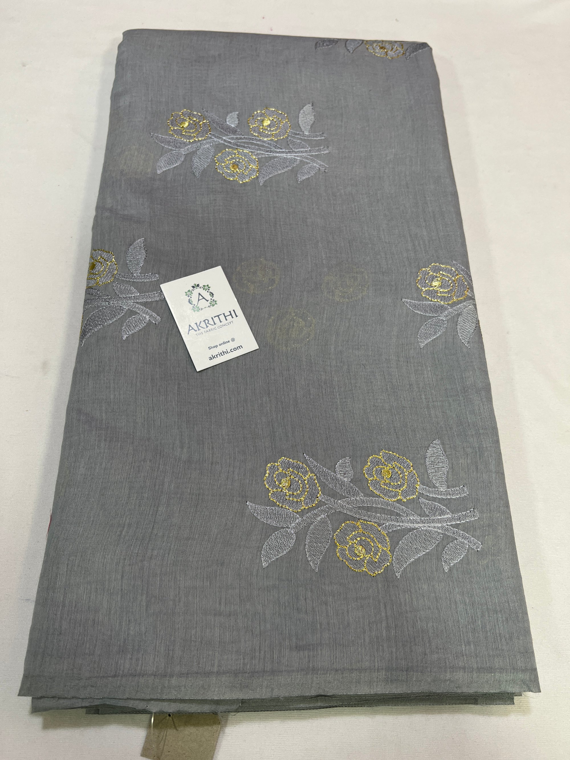 Chanderi embroidered fabric