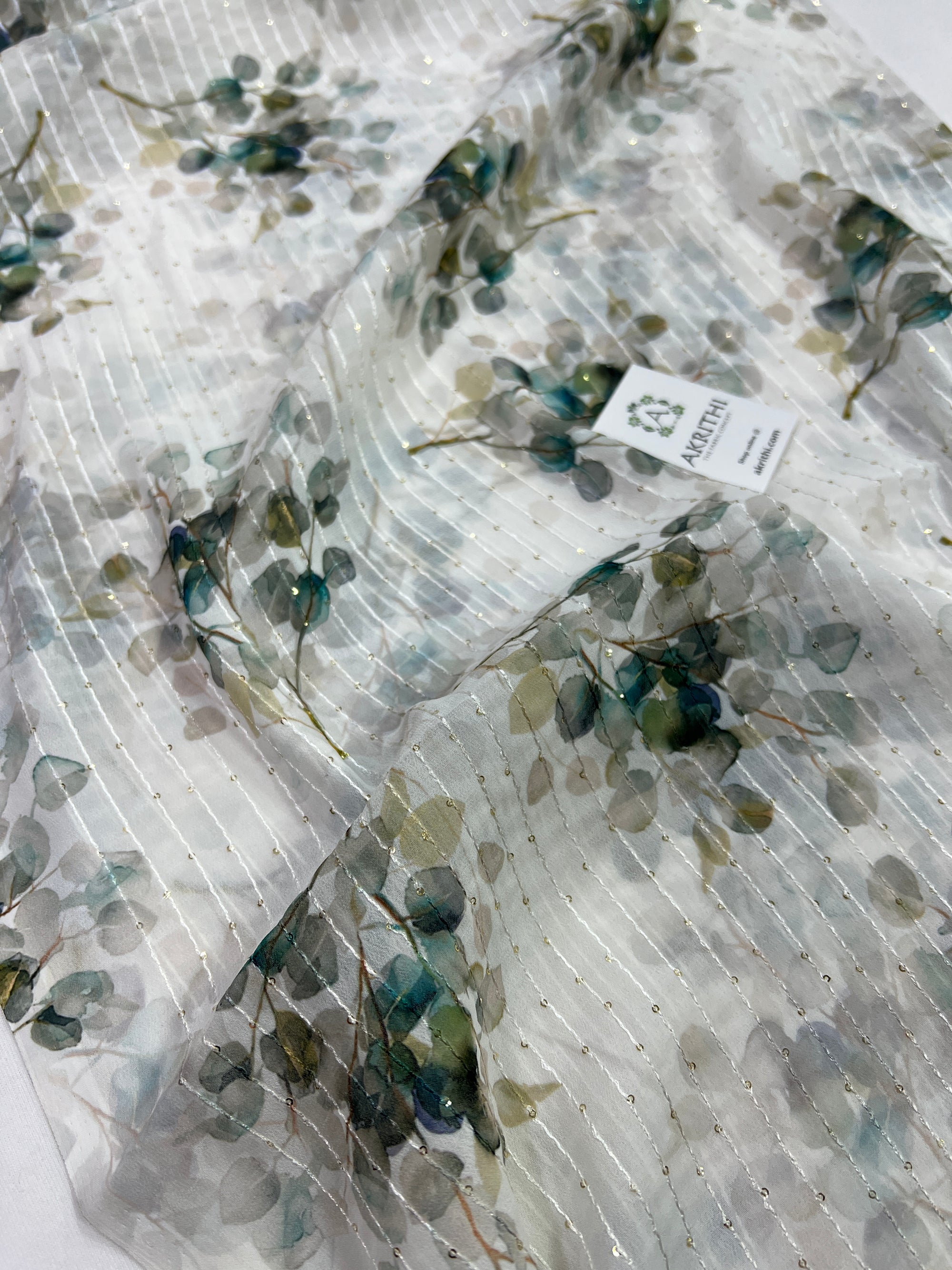 Digital printed georgette fabric with sequins work