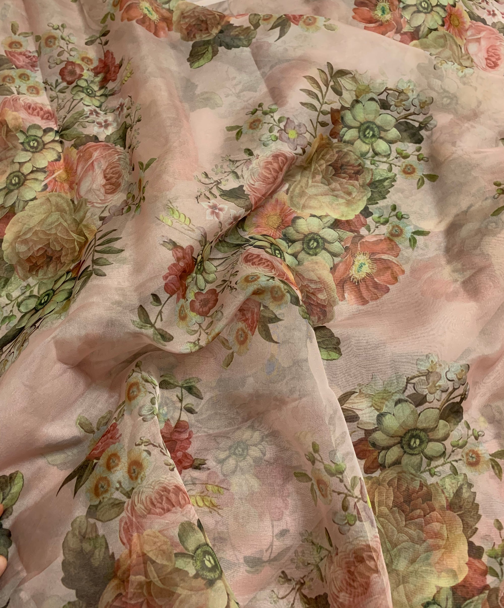 Digital floral Printed organza fabric