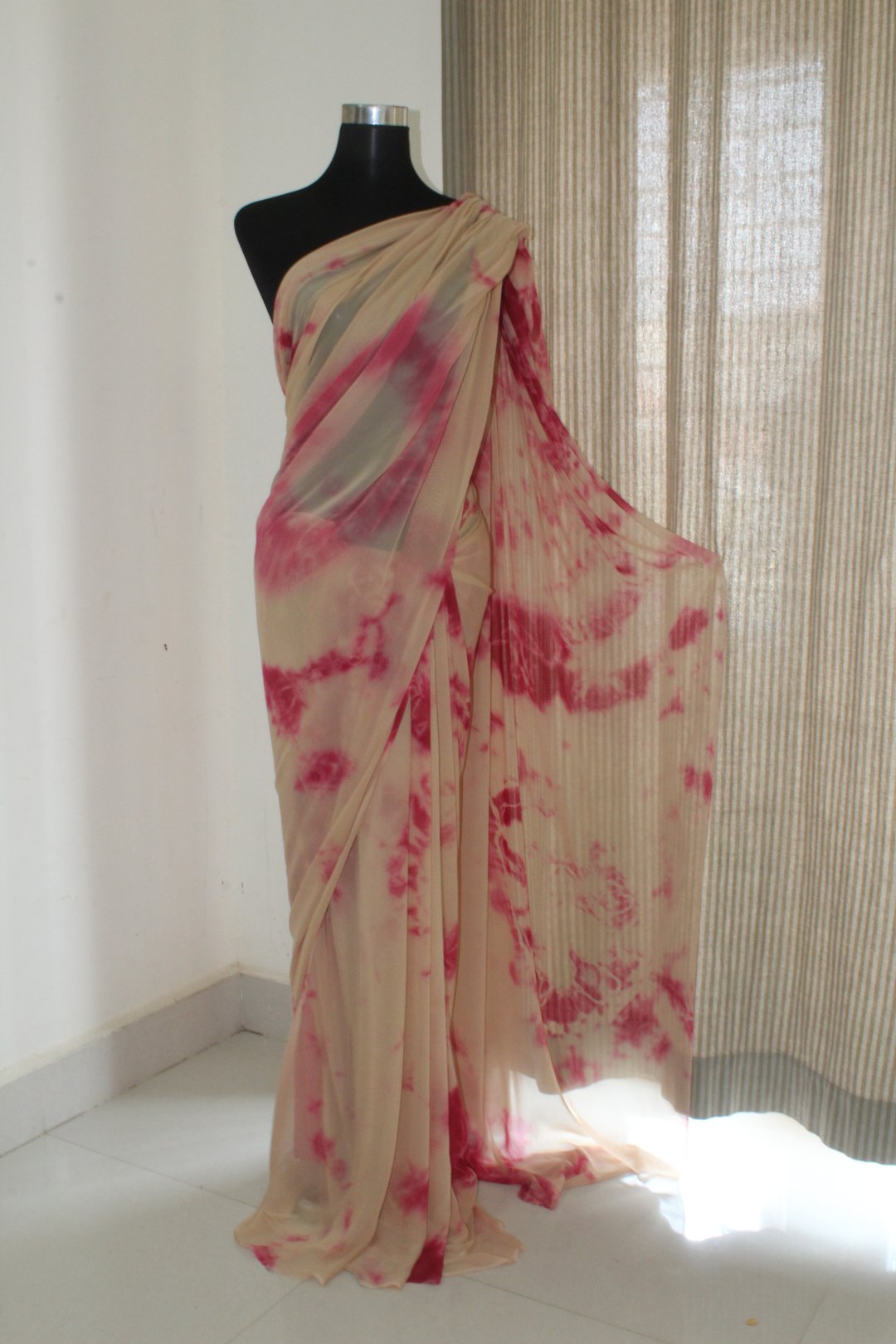 Shibori tie and dye pure georgette saree