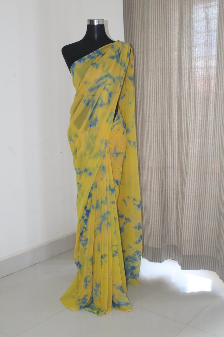 Shibori tie and dye pure georgette saree
