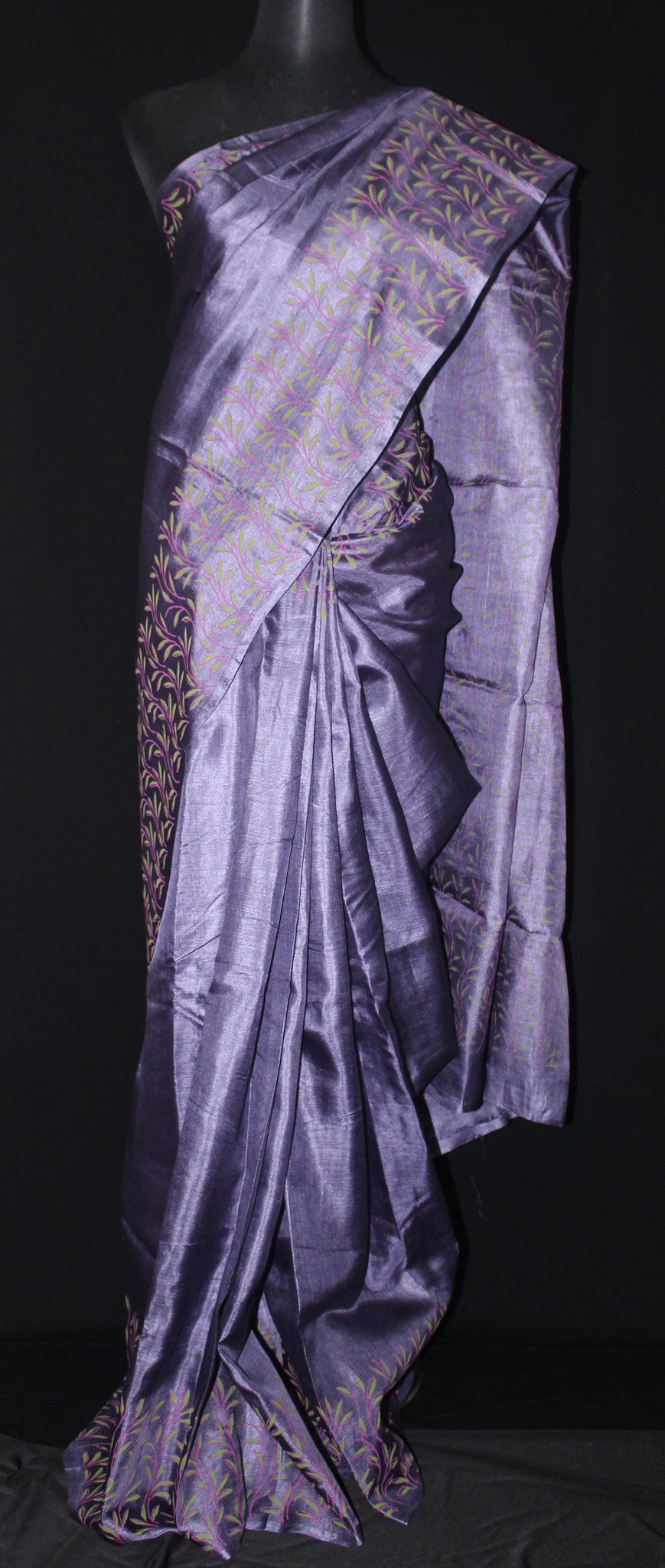 BLOCK PRINTED PURE TUSSAR SILK SAREE