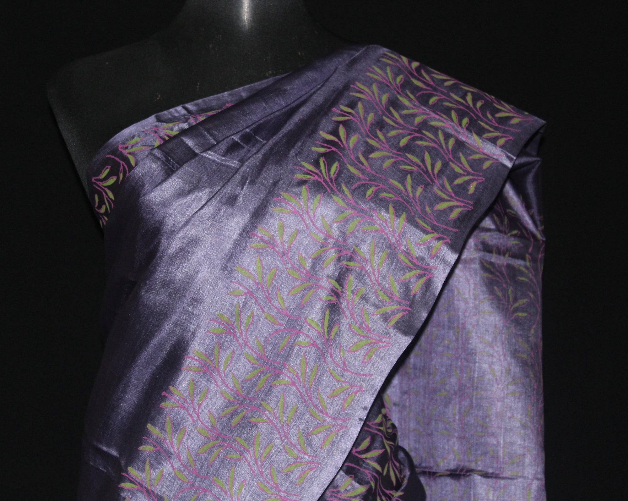 BLOCK PRINTED PURE TUSSAR SILK SAREE