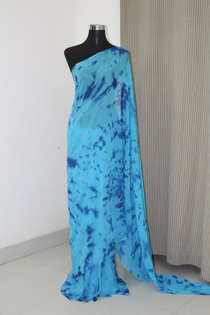 Shibori tie and dye pure georgette saree