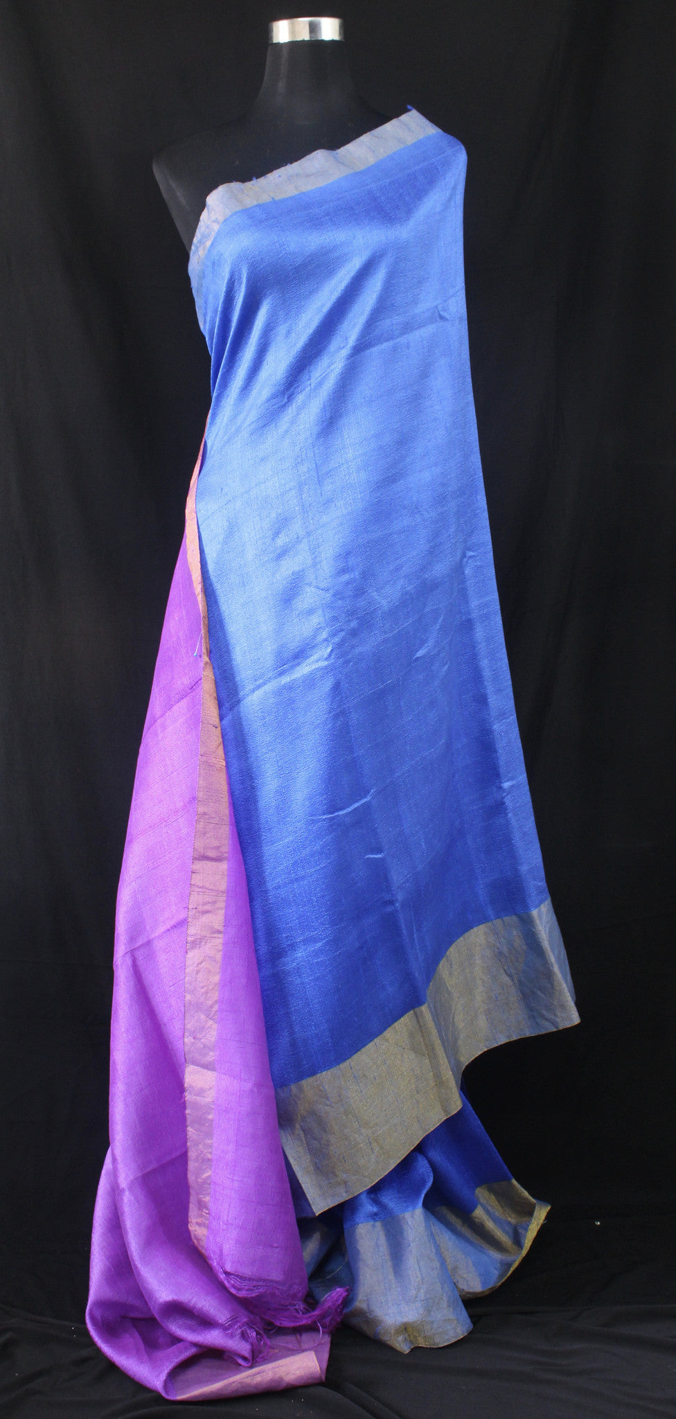 PURE RAW SILK DOUBLE SHADED SAREE WITH ZARI BORDER