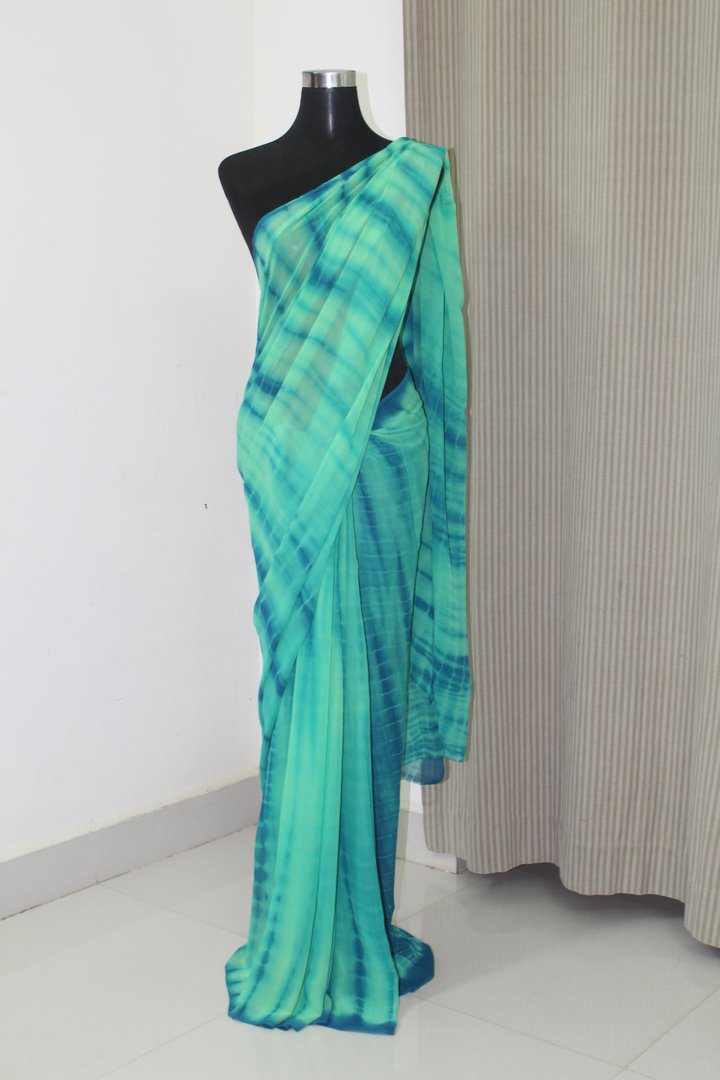 Shibori tie and dye pure georgette saree